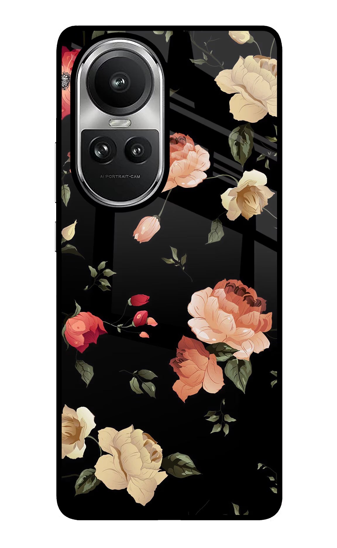 Flowers Oppo Reno10 5G/10 Pro 5G Back Cover - Flowers Oppo Reno10 5G/10 Pro 5G Glass Case Back Cover by Casekaro Flowers Oppo Reno10 5G/10 Pro 5G Glass Case Back Cover by Casekaro
