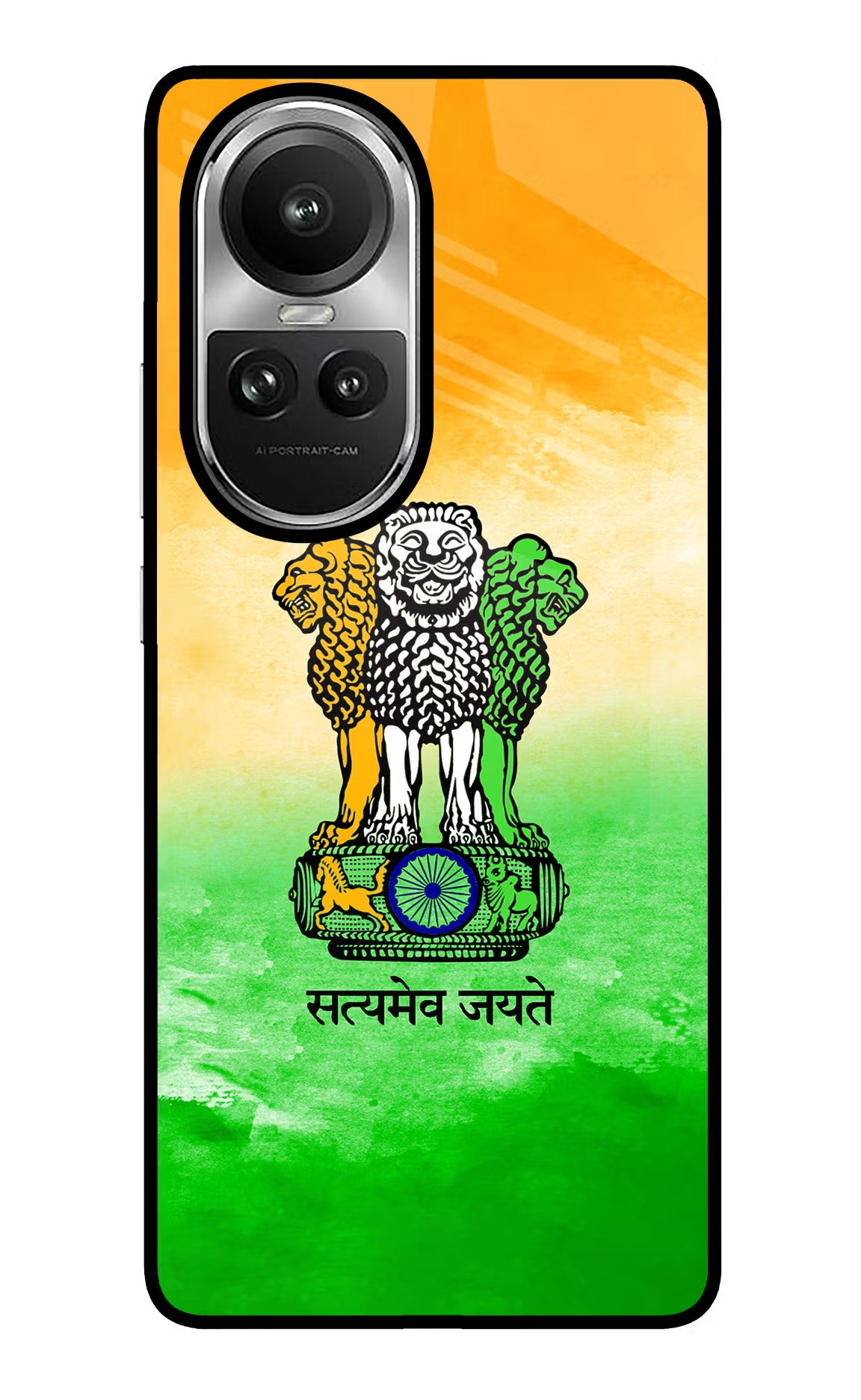 Satyamev Jayate Flag Oppo Reno10 5G/10 Pro 5G Back Cover - Satyamev Jayate Flag Oppo Reno10 5G/10 Pro 5G Glass Case Back Cover by Casekaro Satyamev Jayate Flag Oppo Reno10 5G/10 Pro 5G Glass Case Back Cover by Casekaro