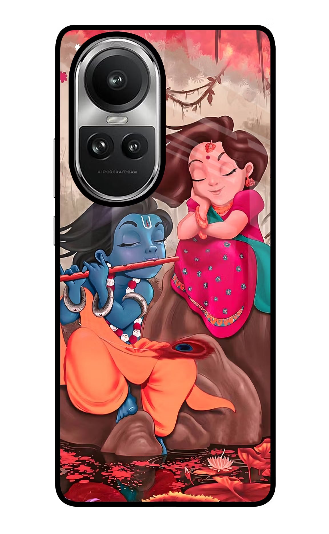 Radhe Krishna Oppo Reno10 5G/10 Pro 5G Back Cover - Radhe Krishna Oppo Reno10 5G/10 Pro 5G Glass Case Back Cover by Casekaro Radhe Krishna Oppo Reno10 5G/10 Pro 5G Glass Case Back Cover by Casekaro