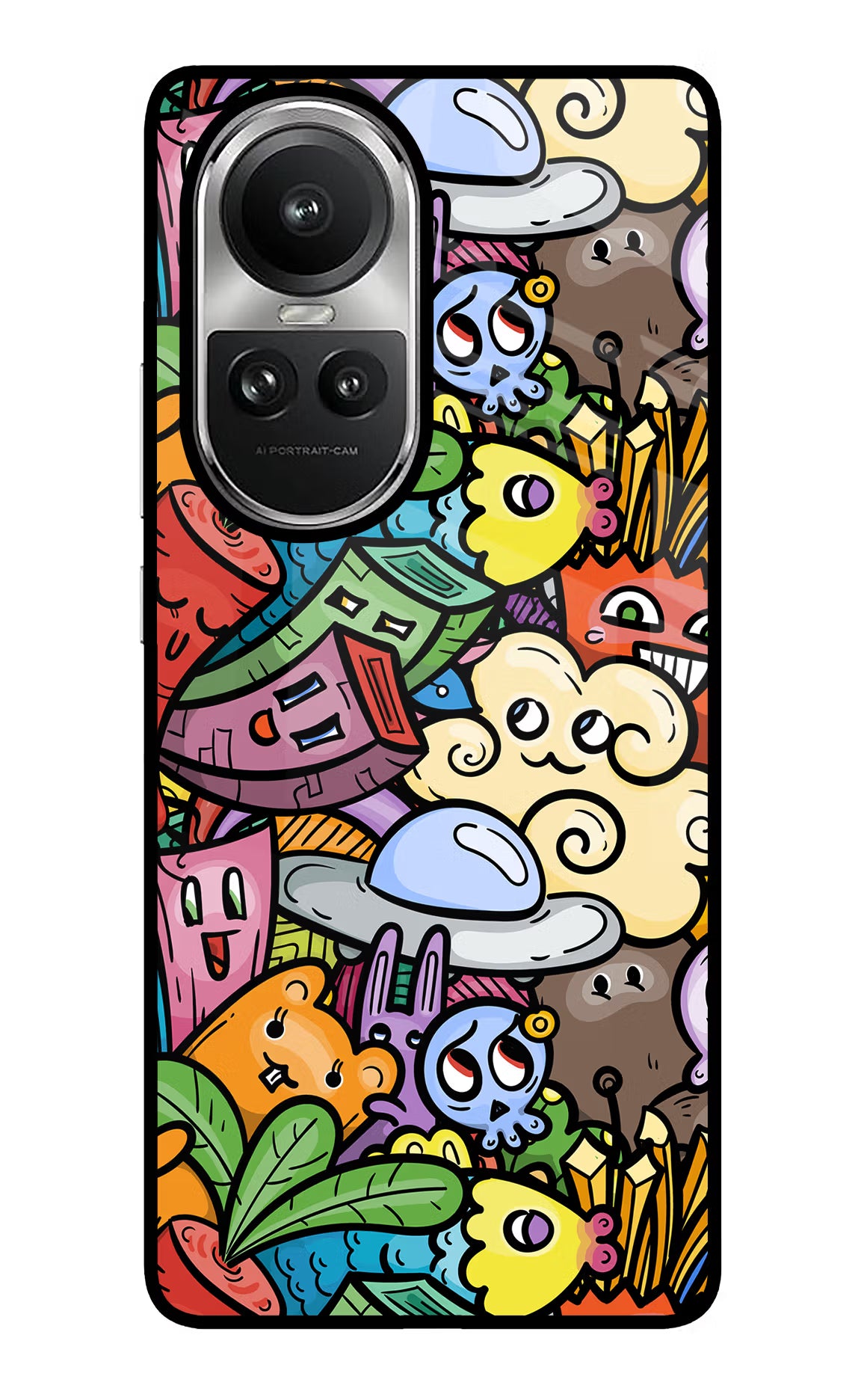 Veggie Doodle Oppo Reno10 5G/10 Pro 5G Glass Case - Veggie Doodle Oppo Reno10 5G/10 Pro 5G Glass Case Veggie Doodle Oppo Reno10 5G/10 Pro 5G Glass Case