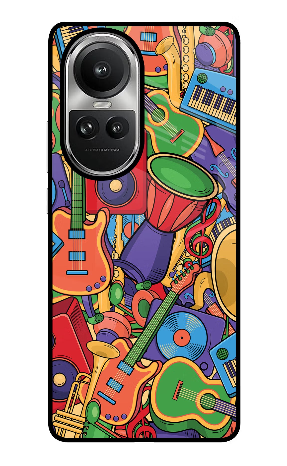 Music Instrument Doodle Oppo Reno10 5G/10 Pro 5G Glass Case - Music Instrument Doodle Oppo Reno10 5G/10 Pro 5G Glass Case Music Instrument Doodle Oppo Reno10 5G/10 Pro 5G Glass Case