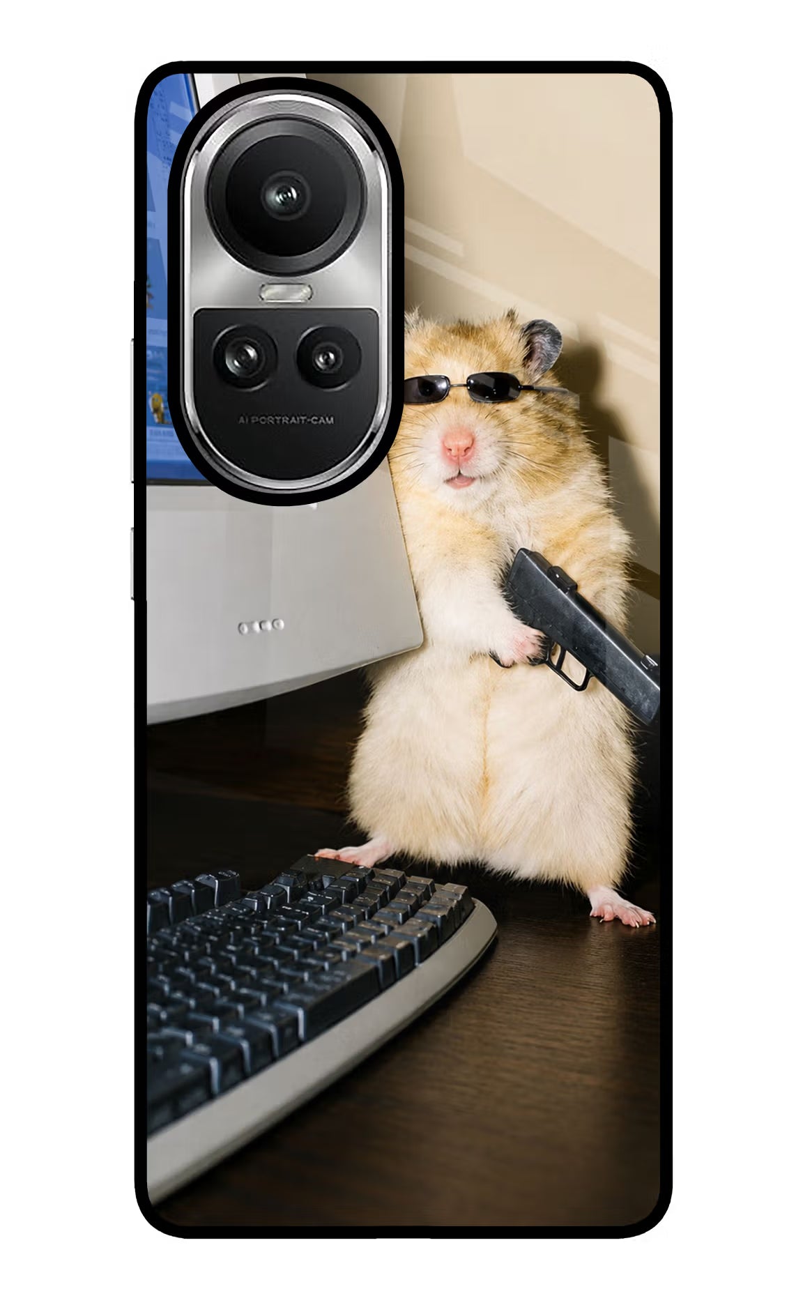 Hacker Hamster Oppo Reno10 5G/10 Pro 5G Glass Case - Hacker Hamster Oppo Reno10 5G/10 Pro 5G Glass Case Hacker Hamster Oppo Reno10 5G/10 Pro 5G Glass Case