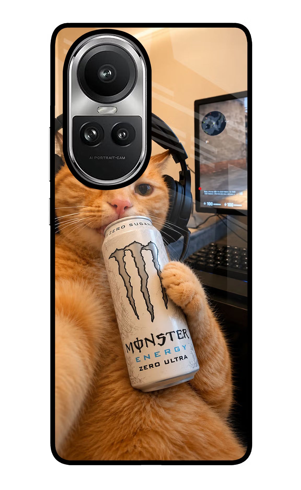 Gamer Cat Energy Oppo Reno10 5G/10 Pro 5G Glass Case - Gamer Cat Energy Oppo Reno10 5G/10 Pro 5G Glass Case Gamer Cat Energy Oppo Reno10 5G/10 Pro 5G Glass Case