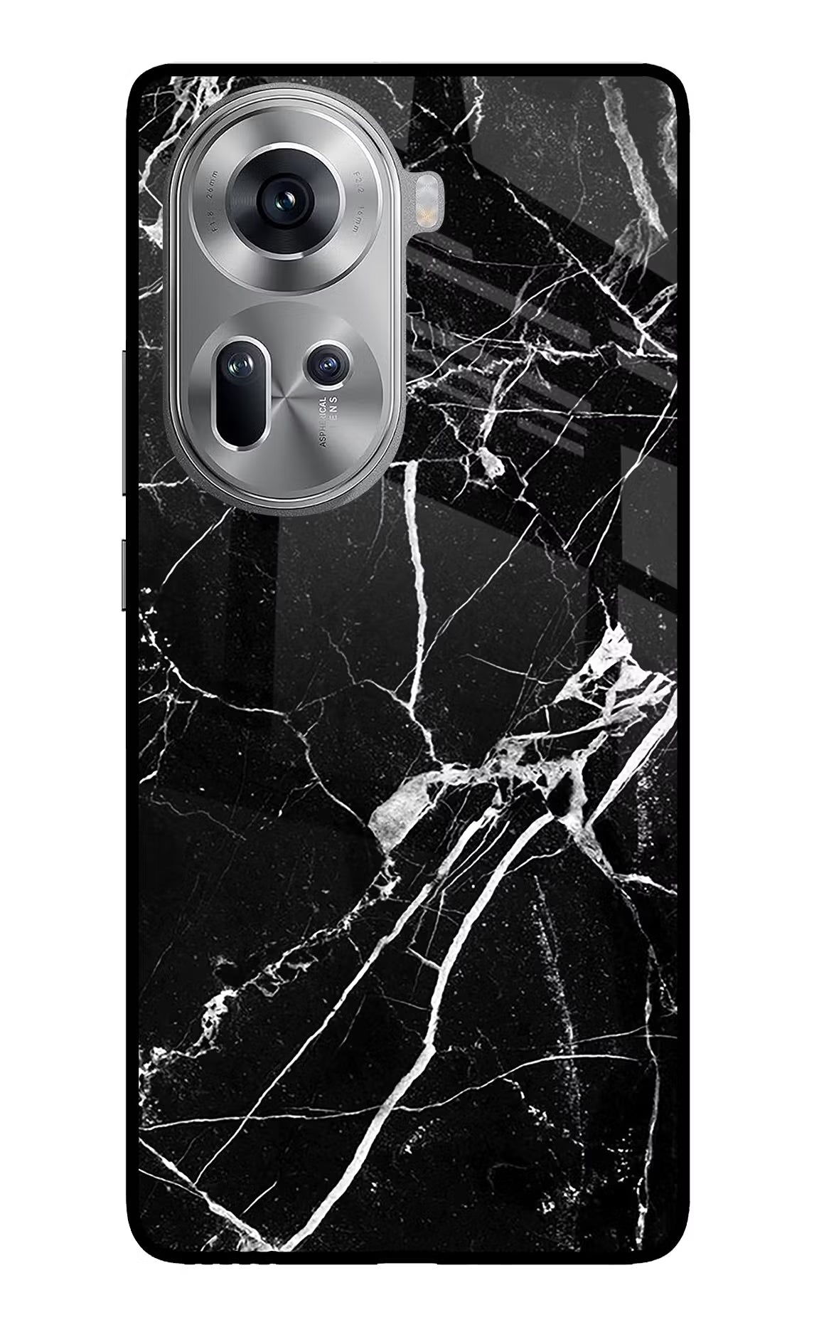 Black Marble Pattern Oppo Reno11 Glass Case - Black Marble Pattern Oppo Reno11 Glass Case Black Marble Pattern Oppo Reno11 Glass Case