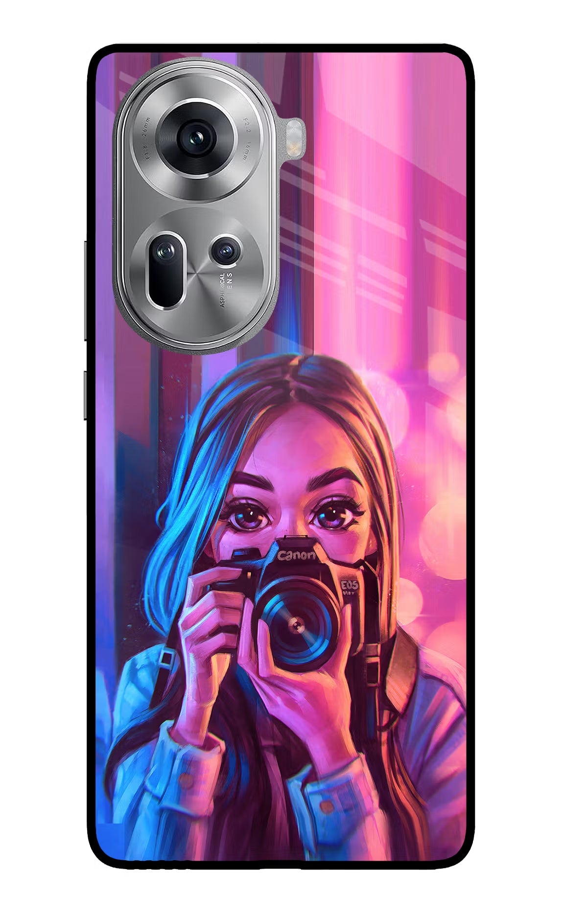 Girl Photographer Oppo Reno11 Glass Case - Girl Photographer Oppo Reno11 Glass Case Girl Photographer Oppo Reno11 Glass Case