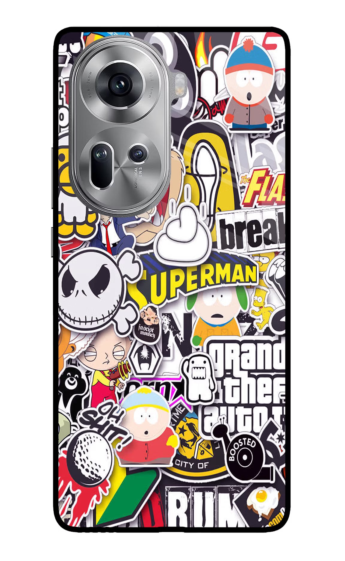 Sticker Bomb Oppo Reno11 Glass Case - Sticker Bomb Oppo Reno11 Glass Case Sticker Bomb Oppo Reno11 Glass Case
