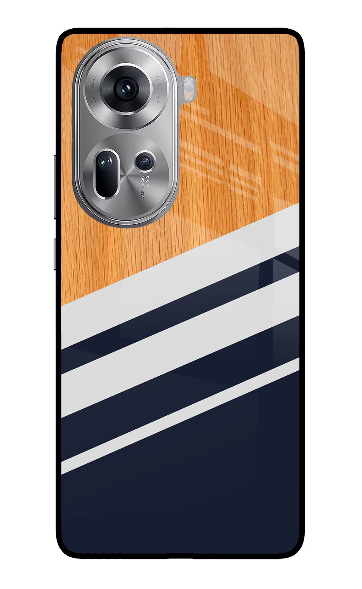 Blue and white wooden Oppo Reno11 Glass Case - Blue and white wooden Oppo Reno11 Glass Case Blue and white wooden Oppo Reno11 Glass Case