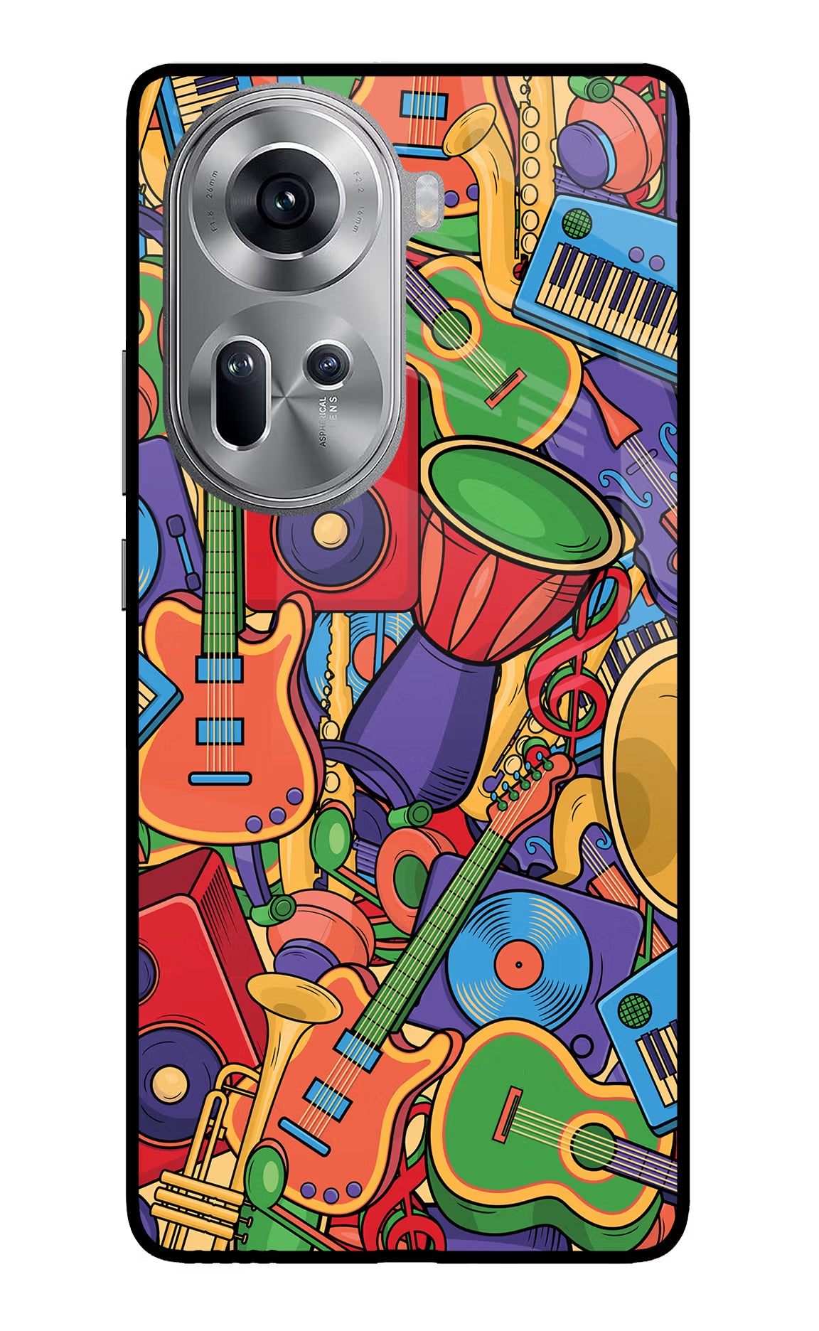 Music Instrument Doodle Oppo Reno11 Glass Case - Music Instrument Doodle Oppo Reno11 Glass Case Music Instrument Doodle Oppo Reno11 Glass Case