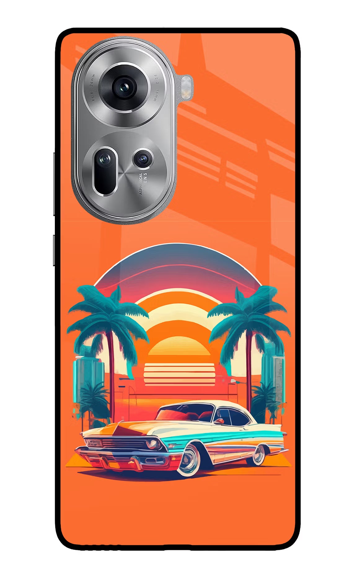 Palm Drive 80s Oppo Reno11 Glass Case - Palm Drive 80s Oppo Reno11 Glass Case Palm Drive 80s Oppo Reno11 Glass Case