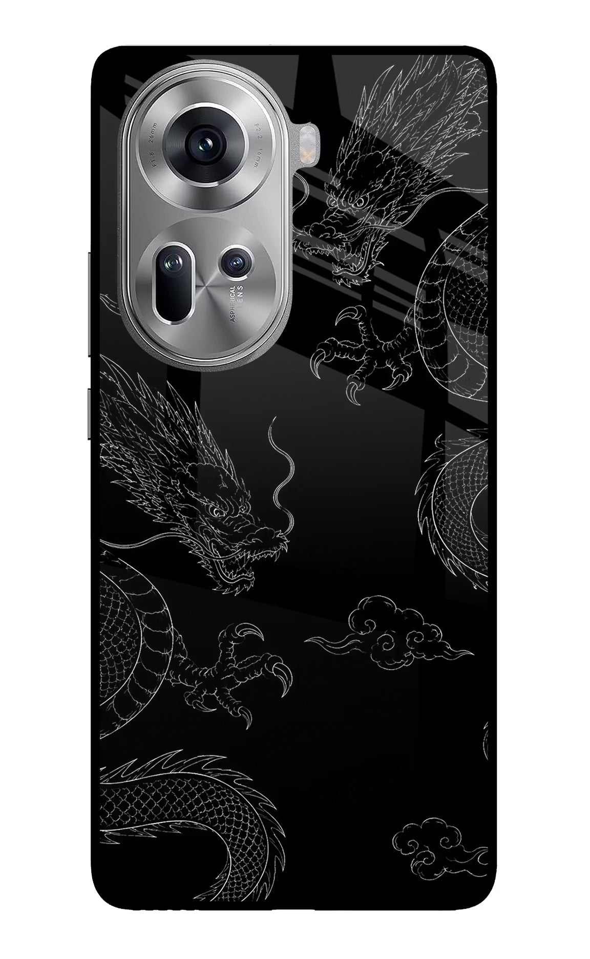 Twin Dragons Oppo Reno11 Glass Case - Twin Dragons Oppo Reno11 Glass Case Twin Dragons Oppo Reno11 Glass Case