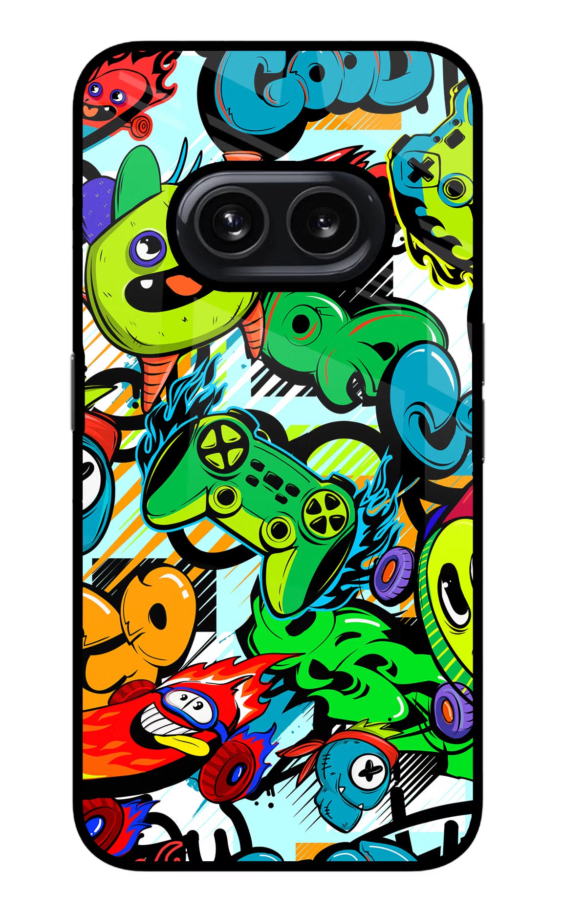 Game Doodle Nothing Phone 2A Glass Case - Game Doodle Nothing Phone 2A Glass Case Game Doodle Nothing Phone 2A Glass Case