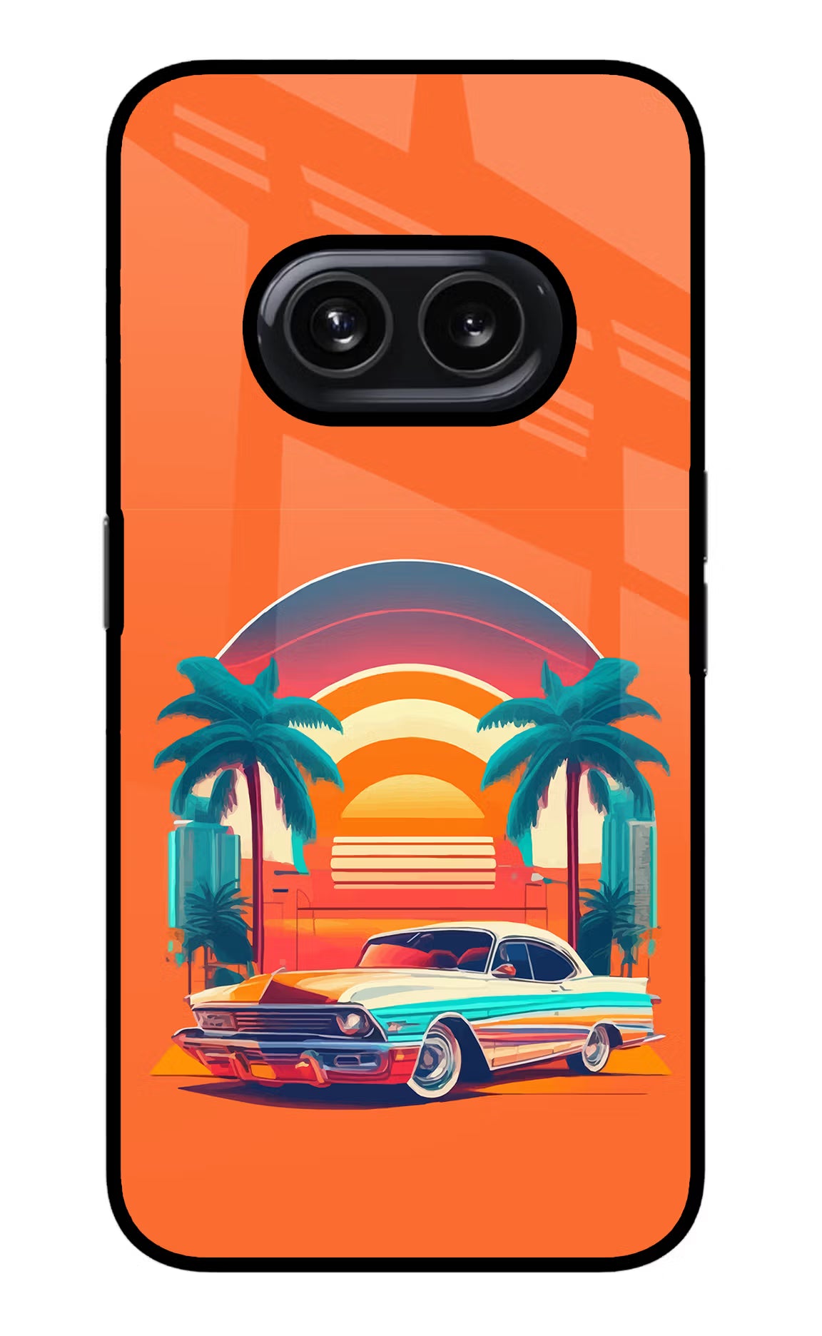 Palm Drive 80s Nothing Phone 2A Glass Case - Palm Drive 80s Nothing Phone 2A Glass Case Palm Drive 80s Nothing Phone 2A Glass Case