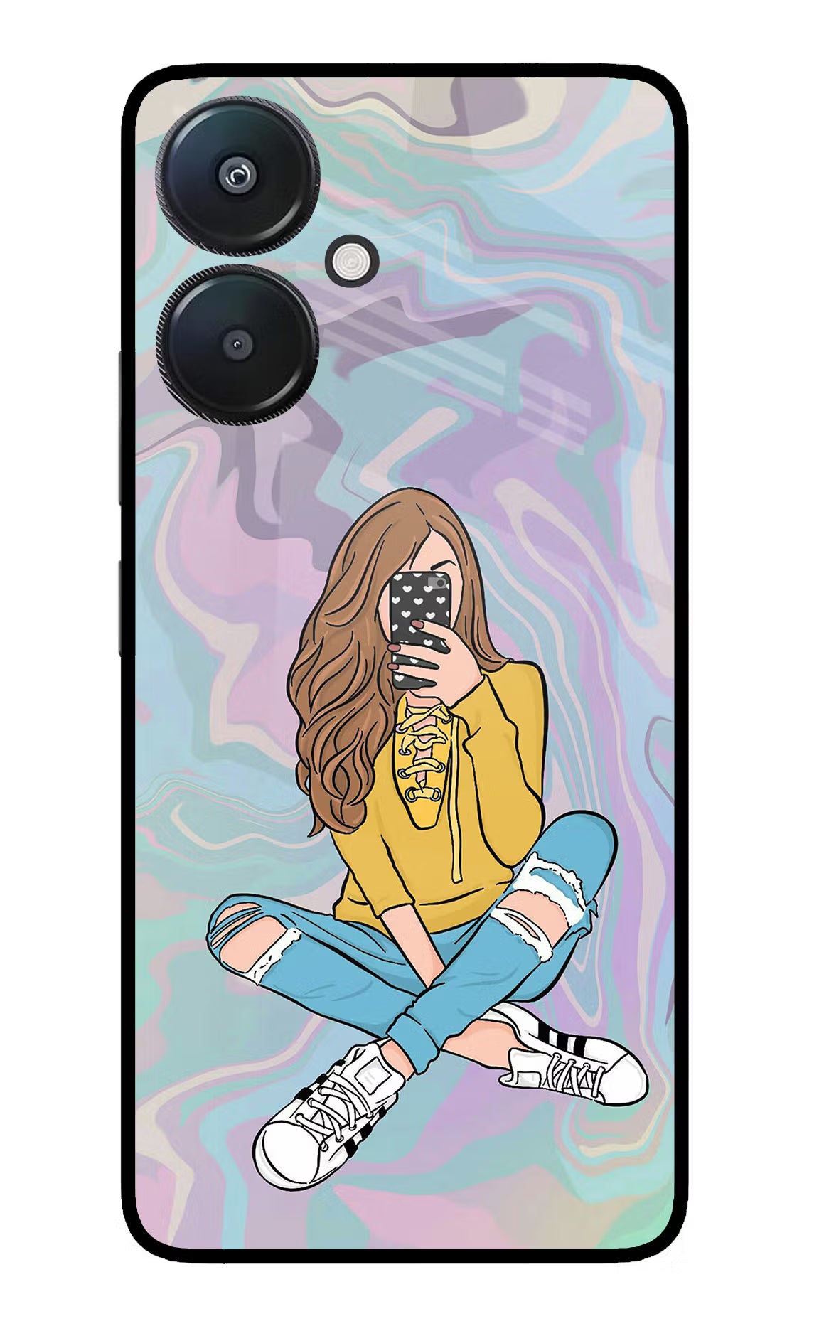 Selfie Girl Redmi 13C 5G Glass Case - Selfie Girl Redmi 13C 5G Glass Case Selfie Girl Redmi 13C 5G Glass Case
