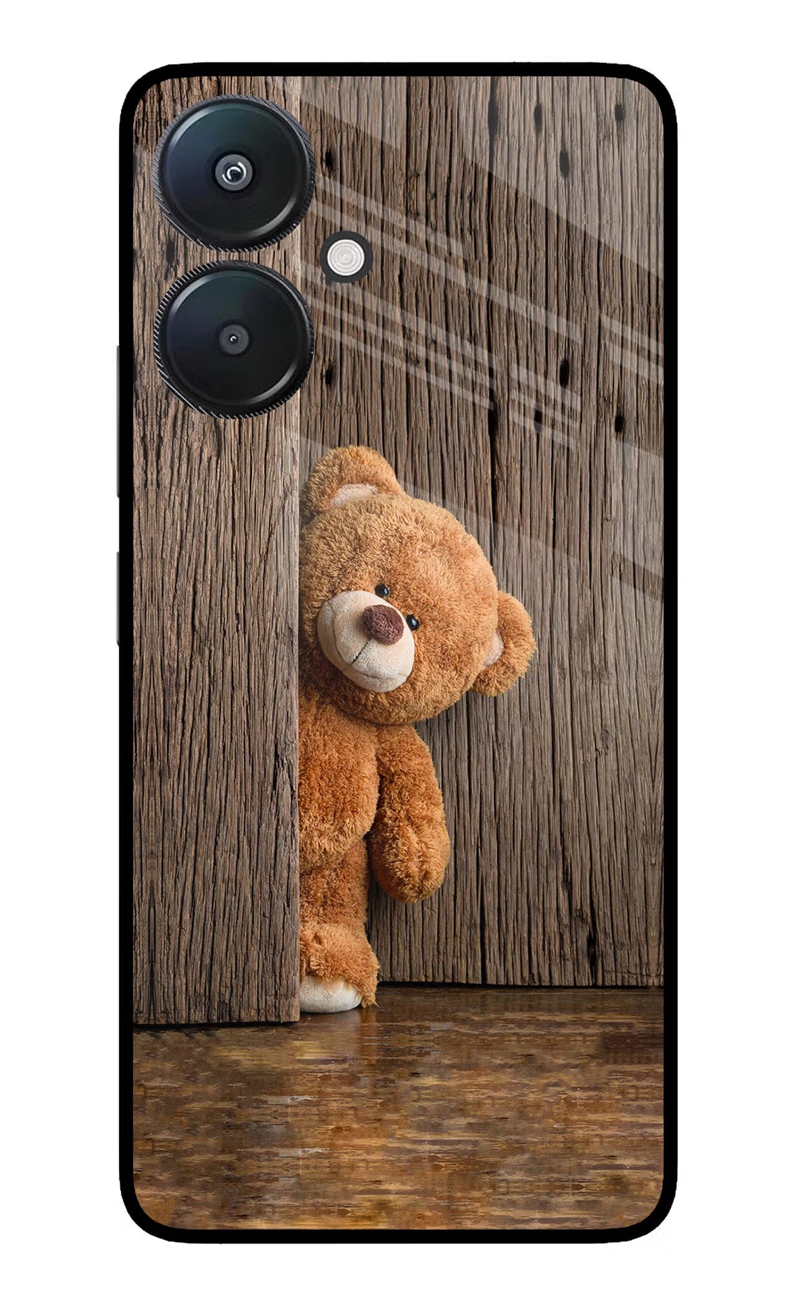 Teddy Wooden Redmi 13C 5G Glass Case - Teddy Wooden Redmi 13C 5G Glass Case Teddy Wooden Redmi 13C 5G Glass Case
