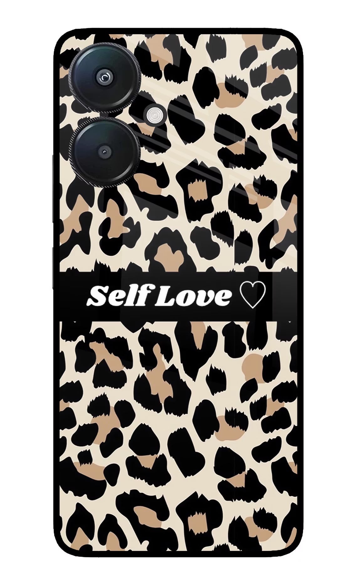 Leopard Print Self Love Redmi 13C 5G Glass Case - Leopard Print Self Love Redmi 13C 5G Glass Case Leopard Print Self Love Redmi 13C 5G Glass Case