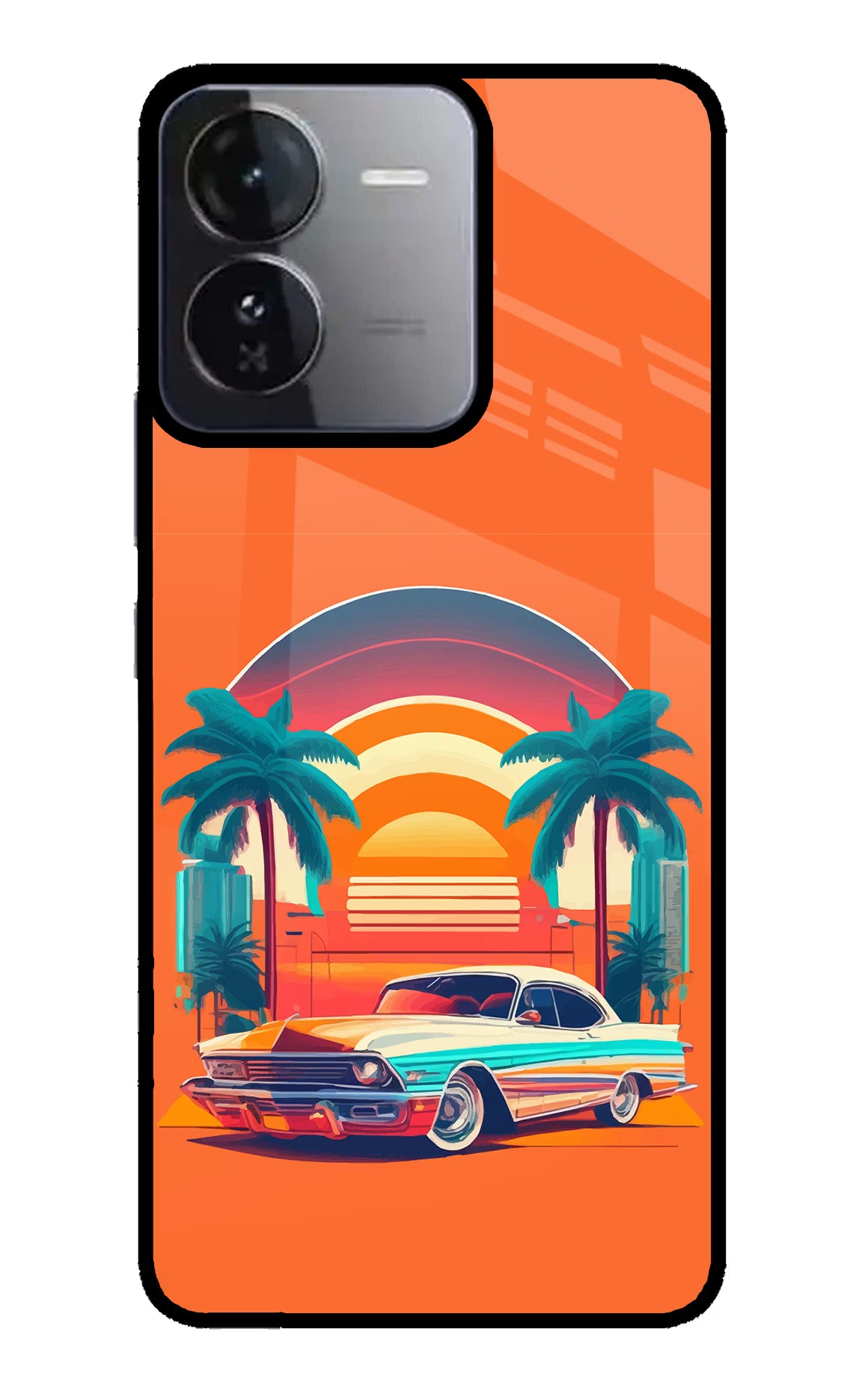 Palm Drive 80s iQOO Z9 5G Glass Case - Palm Drive 80s iQOO Z9 5G Glass Case Palm Drive 80s iQOO Z9 5G Glass Case