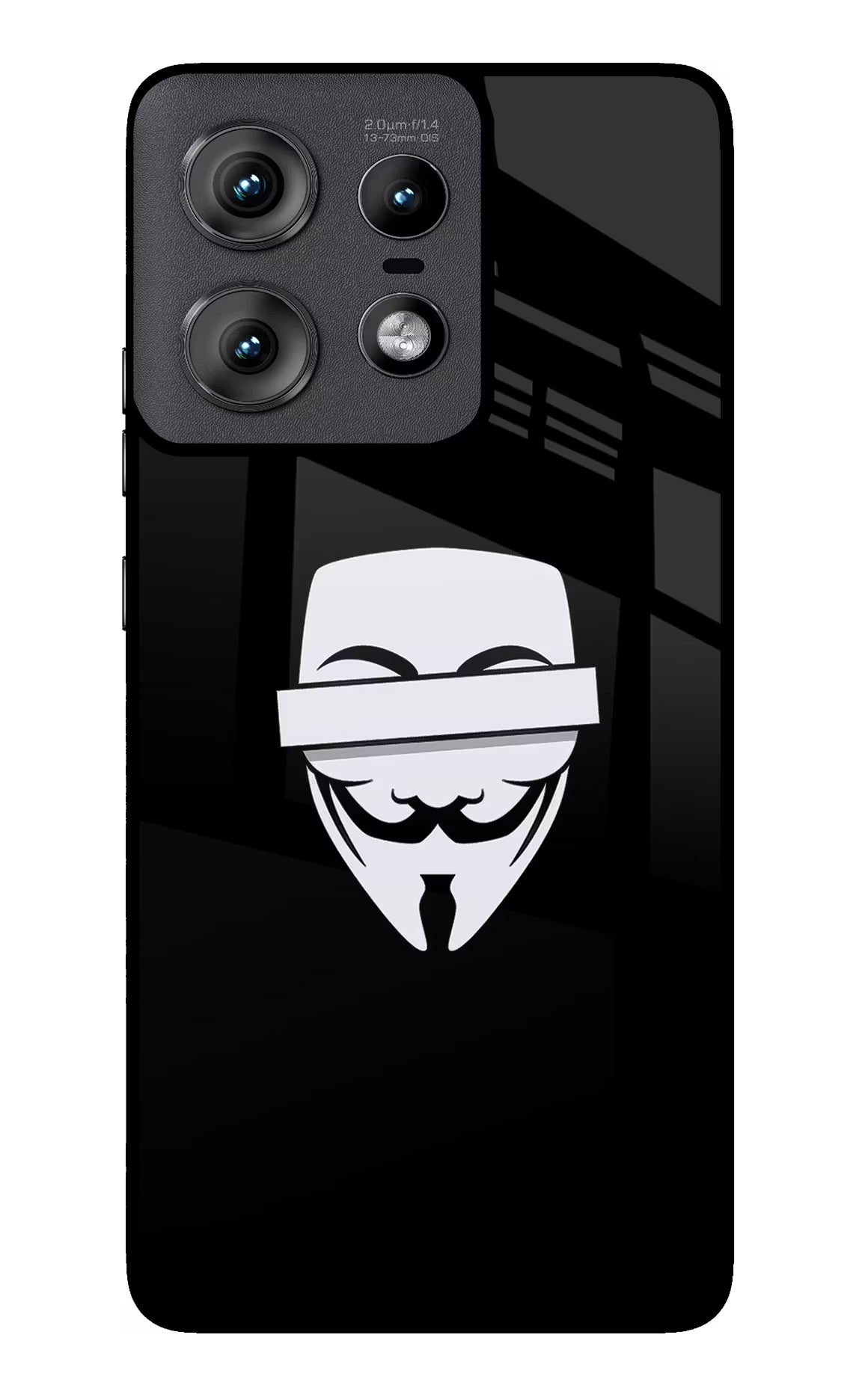 Anonymous Face Moto Edge 50 Pro 5G Back Cover - Anonymous Face Moto Edge 50 Pro 5G Glass Case Back Cover by Casekaro Anonymous Face Moto Edge 50 Pro 5G Glass Case Back Cover by Casekaro