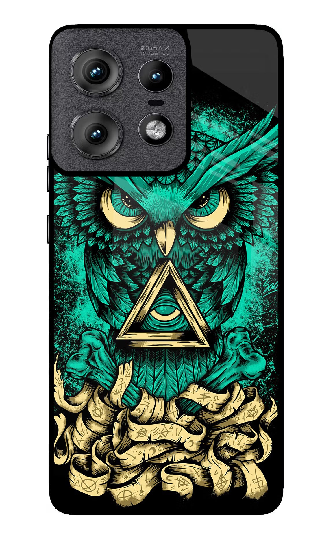 Green Owl Moto Edge 50 Pro 5G Back Cover - Green Owl Moto Edge 50 Pro 5G Glass Case Back Cover by Casekaro Green Owl Moto Edge 50 Pro 5G Glass Case Back Cover by Casekaro