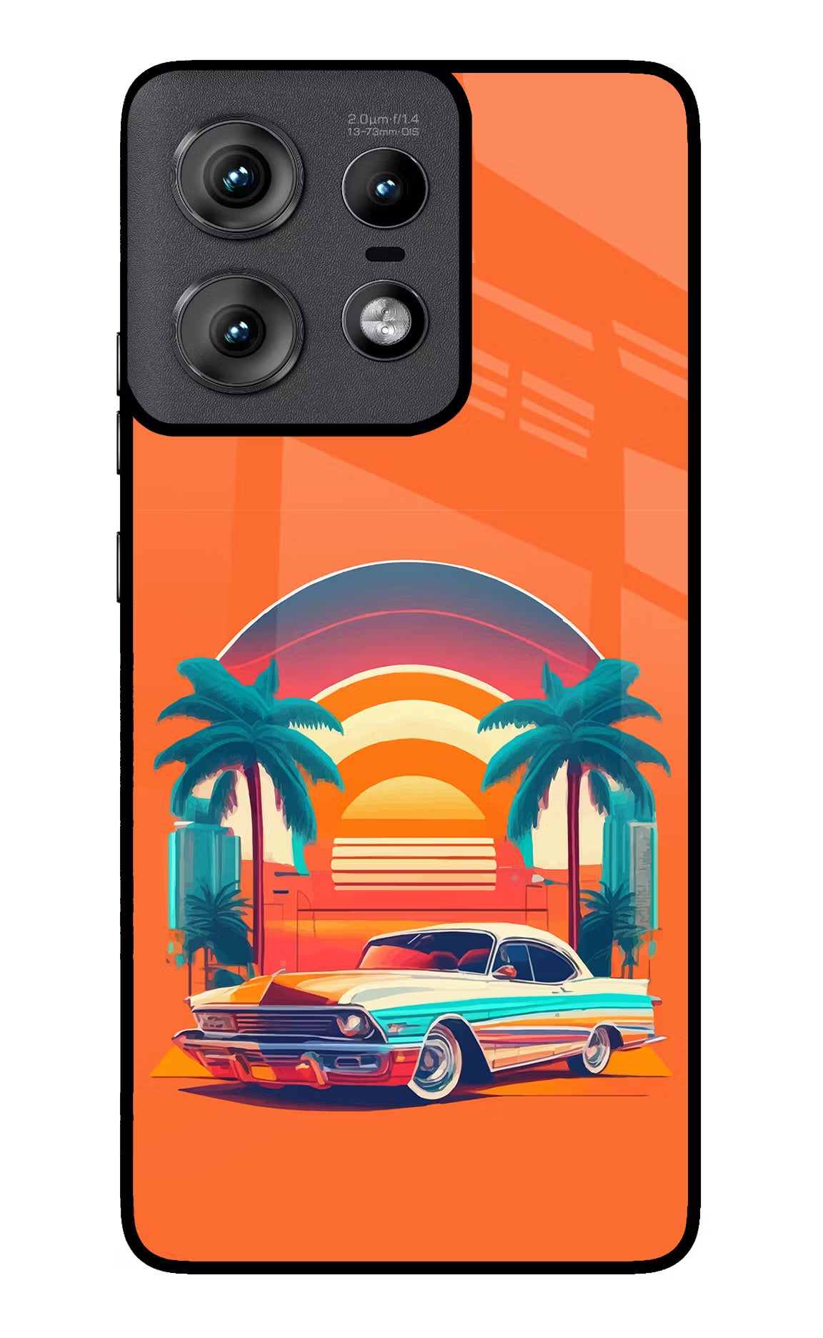 Palm Drive 80s Moto Edge 50 Pro 5G Back Cover - Palm Drive 80s Moto Edge 50 Pro 5G Glass Case Back Cover by Casekaro Palm Drive 80s Moto Edge 50 Pro 5G Glass Case Back Cover by Casekaro