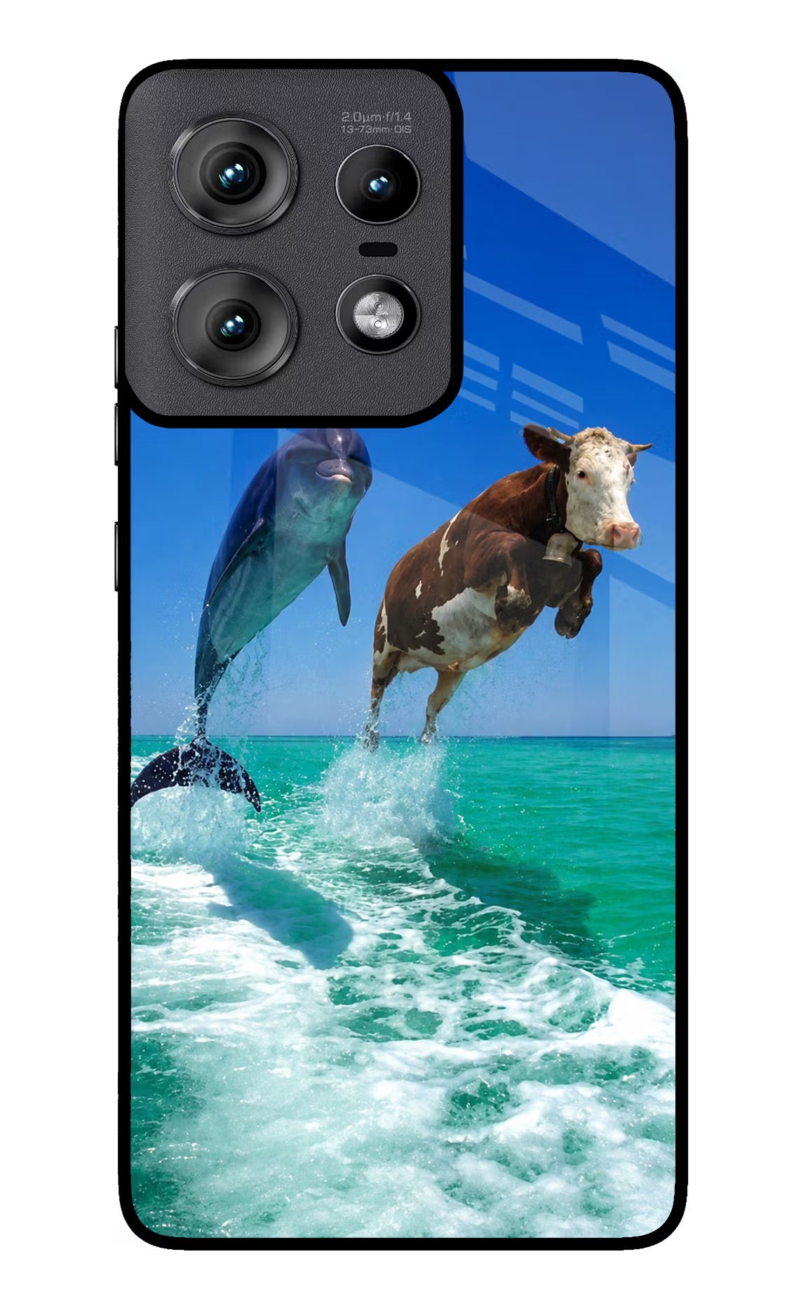 Dolphin vs Cow Moto Edge 50 Pro 5G Glass Case - Dolphin vs Cow Moto Edge 50 Pro 5G Glass Case Dolphin vs Cow Moto Edge 50 Pro 5G Glass Case