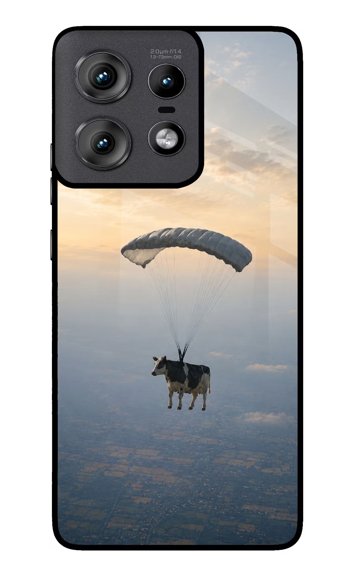 Skydiving Cow Moto Edge 50 Pro 5G Glass Case - Skydiving Cow Moto Edge 50 Pro 5G Glass Case Skydiving Cow Moto Edge 50 Pro 5G Glass Case