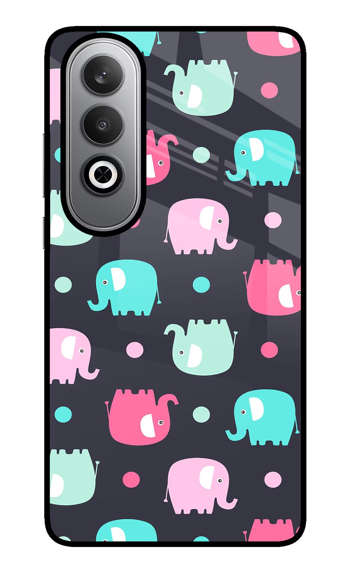 Elephants Oneplus Nord CE4 Back Cover - Elephants Oneplus Nord CE4 Glass Case Back Cover by Casekaro Elephants Oneplus Nord CE4 Glass Case Back Cover by Casekaro