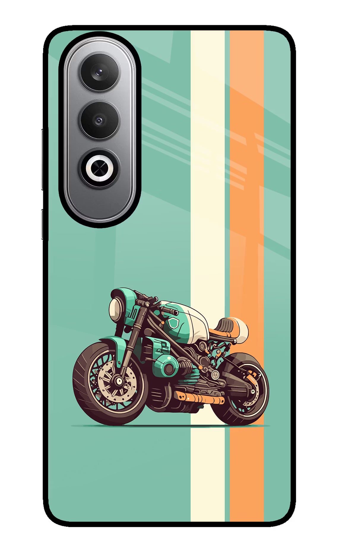 Striped Moto Drift Oneplus Nord CE4 Glass Case Back Cover by Casekaro