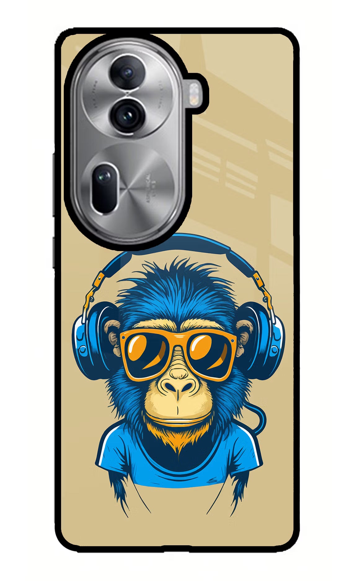 Monkey Headphone Oppo Reno11 Pro 5G Glass Case - Monkey Headphone Oppo Reno11 Pro 5G Glass Case Monkey Headphone Oppo Reno11 Pro 5G Glass Case