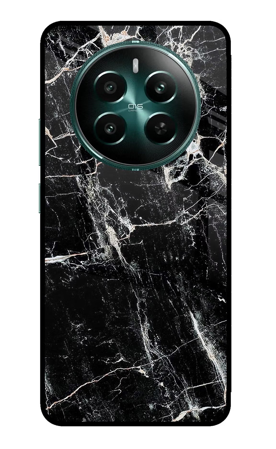 Black Marble Texture Realme 12+ 5G Back Cover - Black Marble Texture Realme 12+ 5G Glass Case Back Cover by Casekaro Black Marble Texture Realme 12+ 5G Glass Case Back Cover by Casekaro