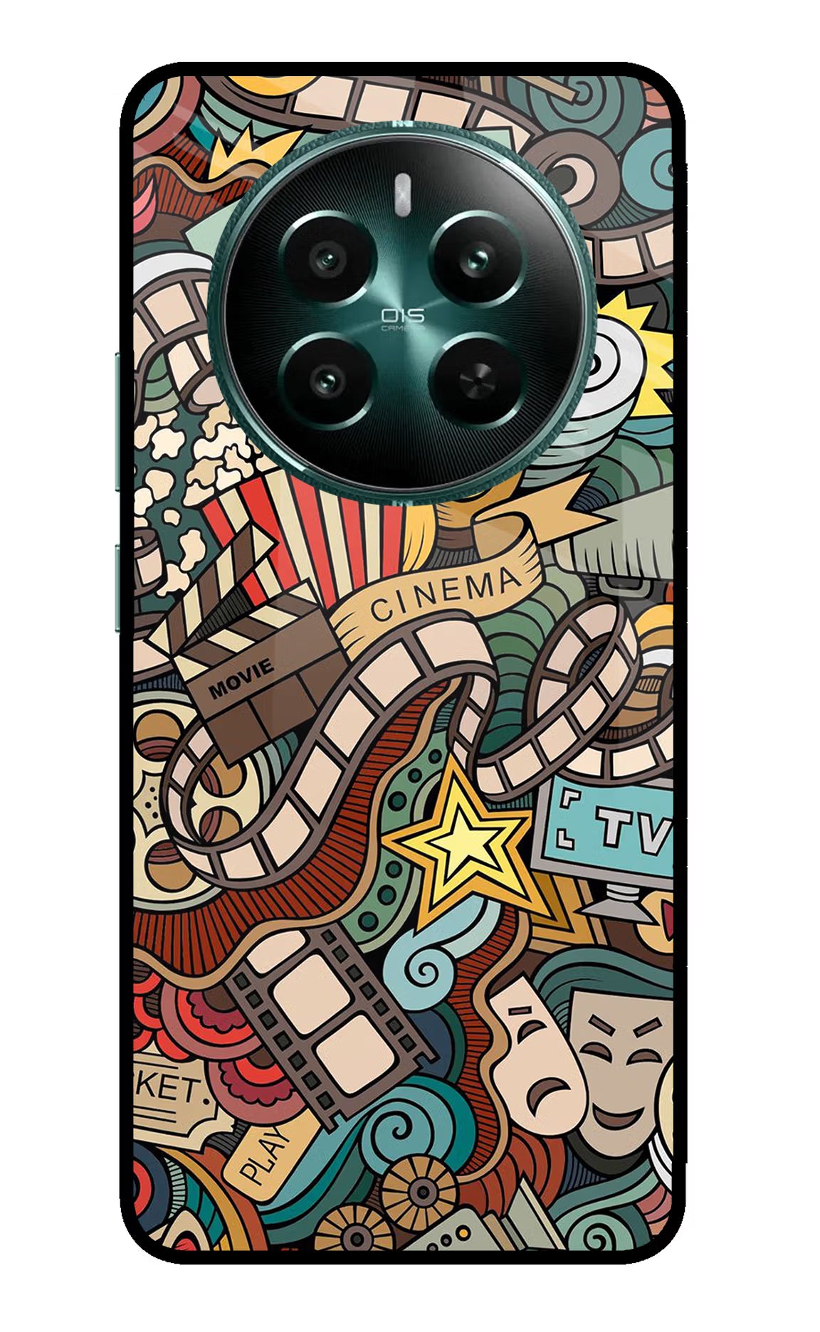 Cinema Abstract Realme 12+ 5G Back Cover - Cinema Abstract Realme 12+ 5G Glass Case Back Cover by Casekaro Cinema Abstract Realme 12+ 5G Glass Case Back Cover by Casekaro