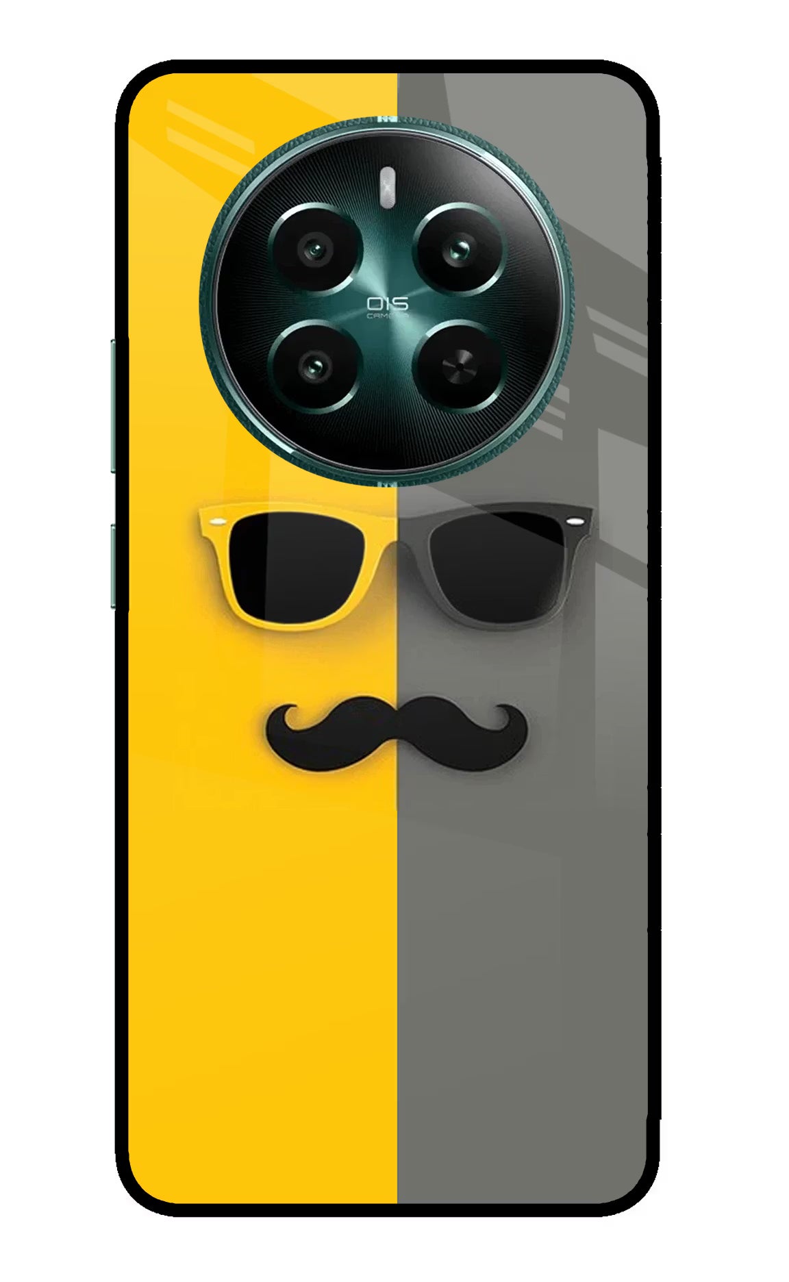Sunglasses with Mustache Realme 12+ 5G Glass Case - Sunglasses with Mustache Realme 12+ 5G Glass Case Sunglasses with Mustache Realme 12+ 5G Glass Case