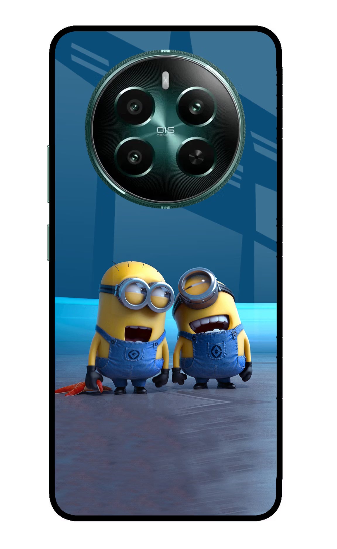 Minion Laughing Realme 12+ 5G Back Cover - Minion Laughing Realme 12+ 5G Glass Case Back Cover by Casekaro Minion Laughing Realme 12+ 5G Glass Case Back Cover by Casekaro