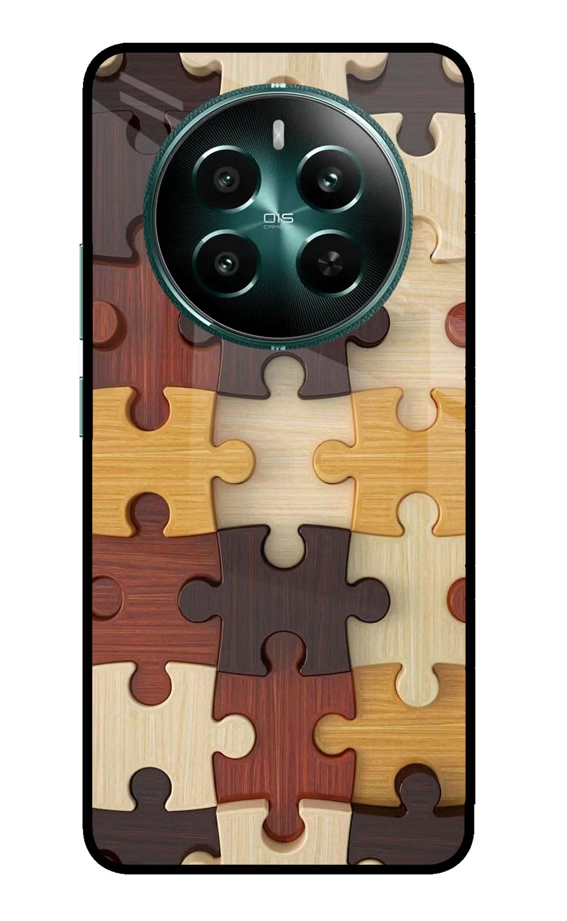 Wooden Puzzle Realme 12+ 5G Back Cover - Wooden Puzzle Realme 12+ 5G Glass Case Back Cover by Casekaro Wooden Puzzle Realme 12+ 5G Glass Case Back Cover by Casekaro