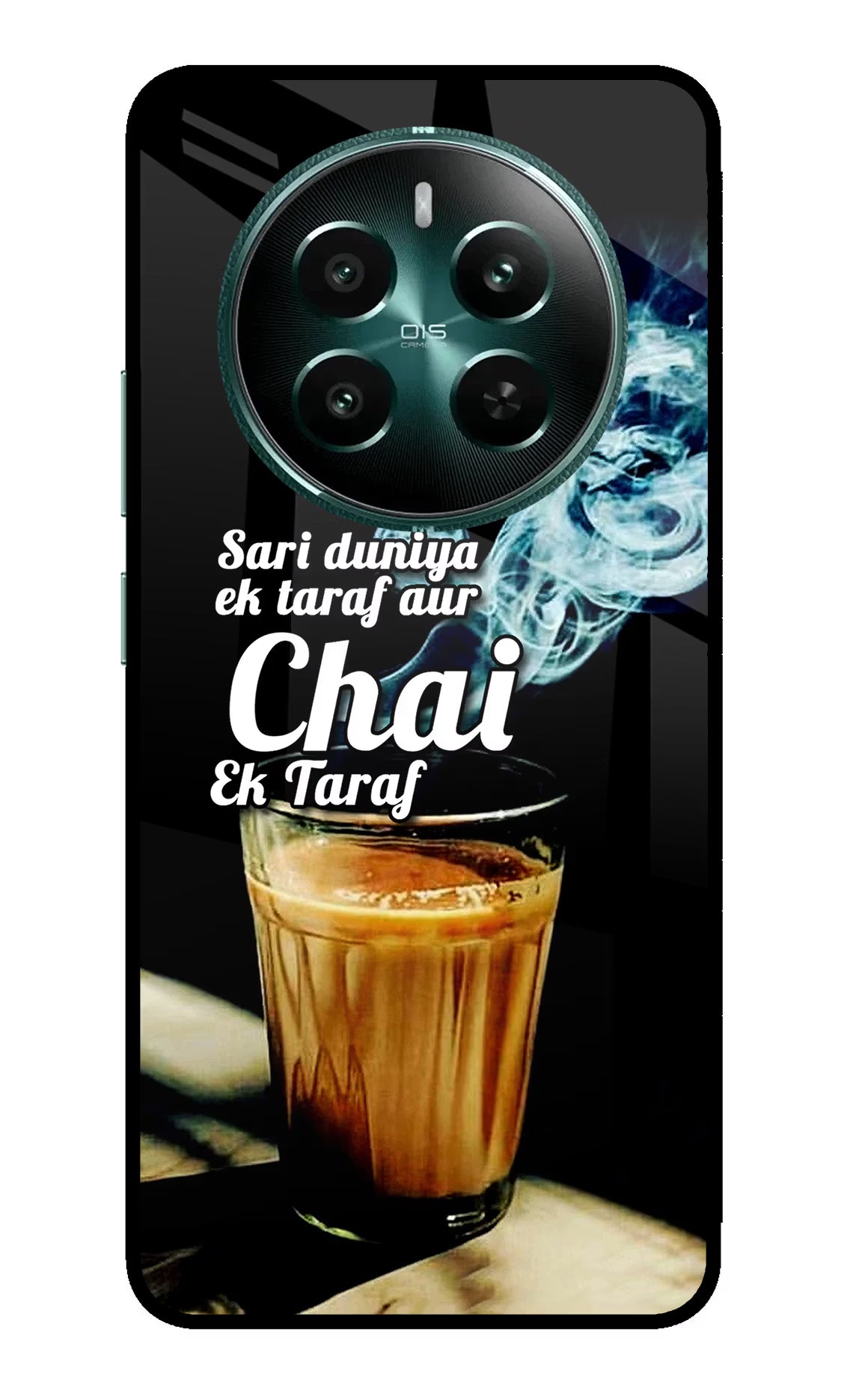 Chai Ek Taraf Quote Realme 12+ 5G Glass Case - Chai Ek Taraf Quote Realme 12+ 5G Glass Case Chai Ek Taraf Quote Realme 12+ 5G Glass Case