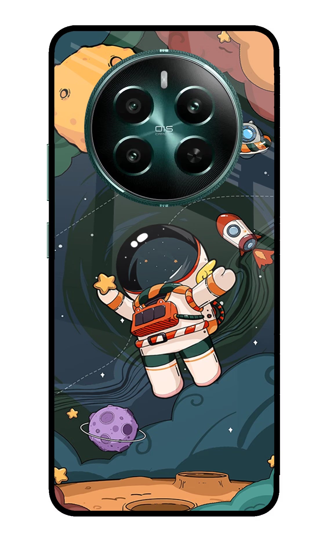 Cartoon Astronaut Realme 12+ 5G Glass Case - Cartoon Astronaut Realme 12+ 5G Glass Case Cartoon Astronaut Realme 12+ 5G Glass Case