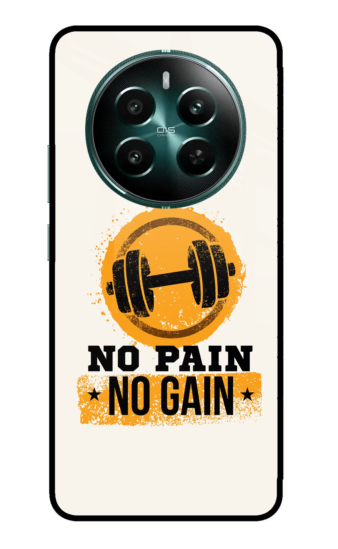 No Pain No Gain Realme 12+ 5G Back Cover - No Pain No Gain Realme 12+ 5G Glass Case Back Cover by Casekaro No Pain No Gain Realme 12+ 5G Glass Case Back Cover by Casekaro