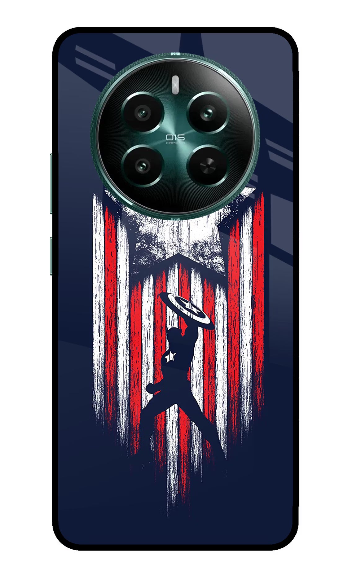 Captain America Marvel Art Realme 12+ 5G Back Cover - Captain America Marvel Art Realme 12+ 5G Glass Case Back Cover by Casekaro Captain America Marvel Art Realme 12+ 5G Glass Case Back Cover by Casekaro