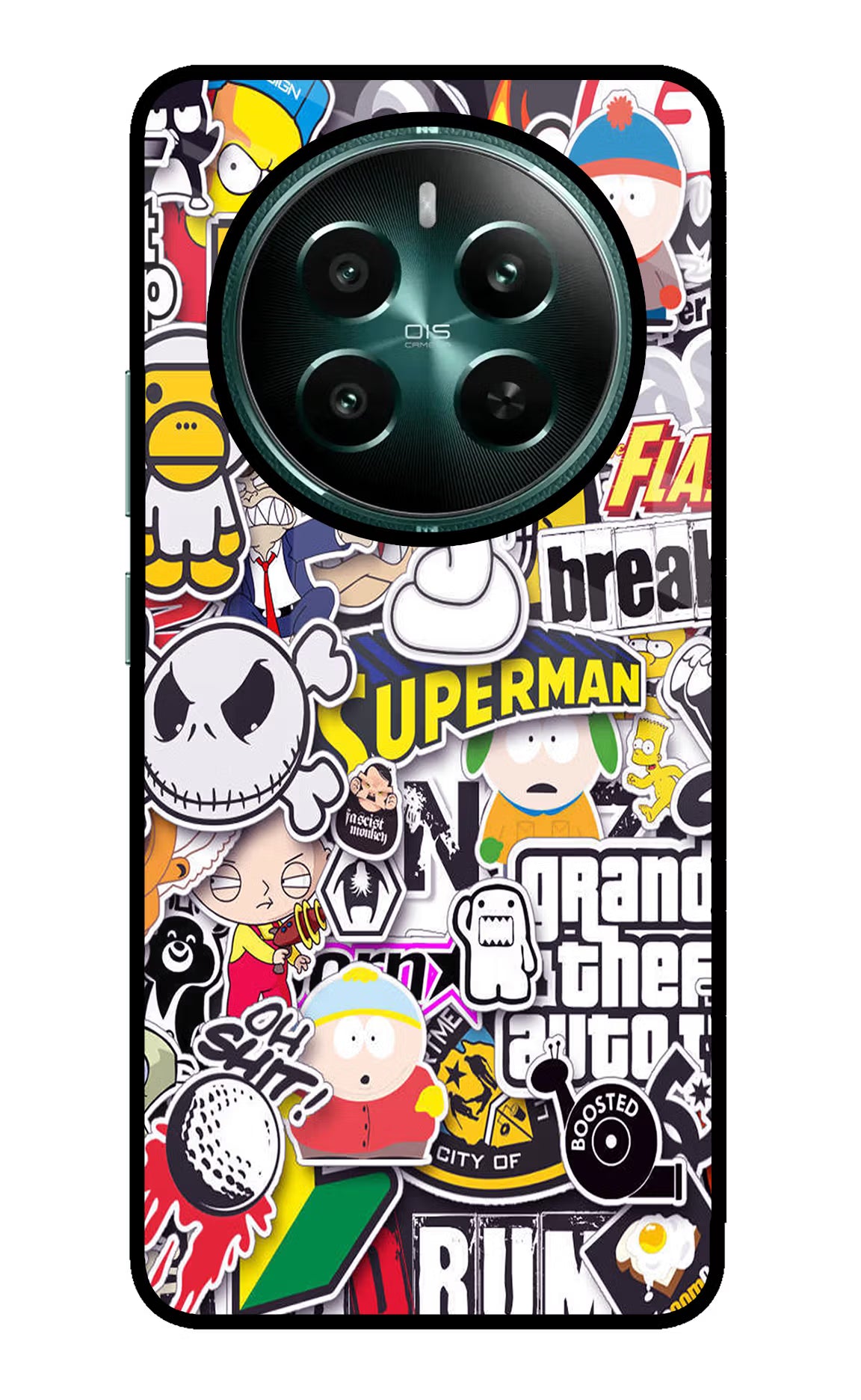 Sticker Bomb Realme P1 5G Back Cover - Sticker Bomb Realme P1 5G Glass Case Back Cover by Casekaro Sticker Bomb Realme P1 5G Glass Case Back Cover by Casekaro