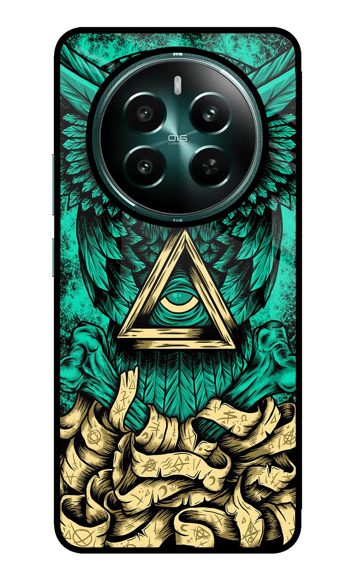 Green Owl Realme P1 5G Back Cover - Green Owl Realme P1 5G Glass Case Back Cover by Casekaro Green Owl Realme P1 5G Glass Case Back Cover by Casekaro