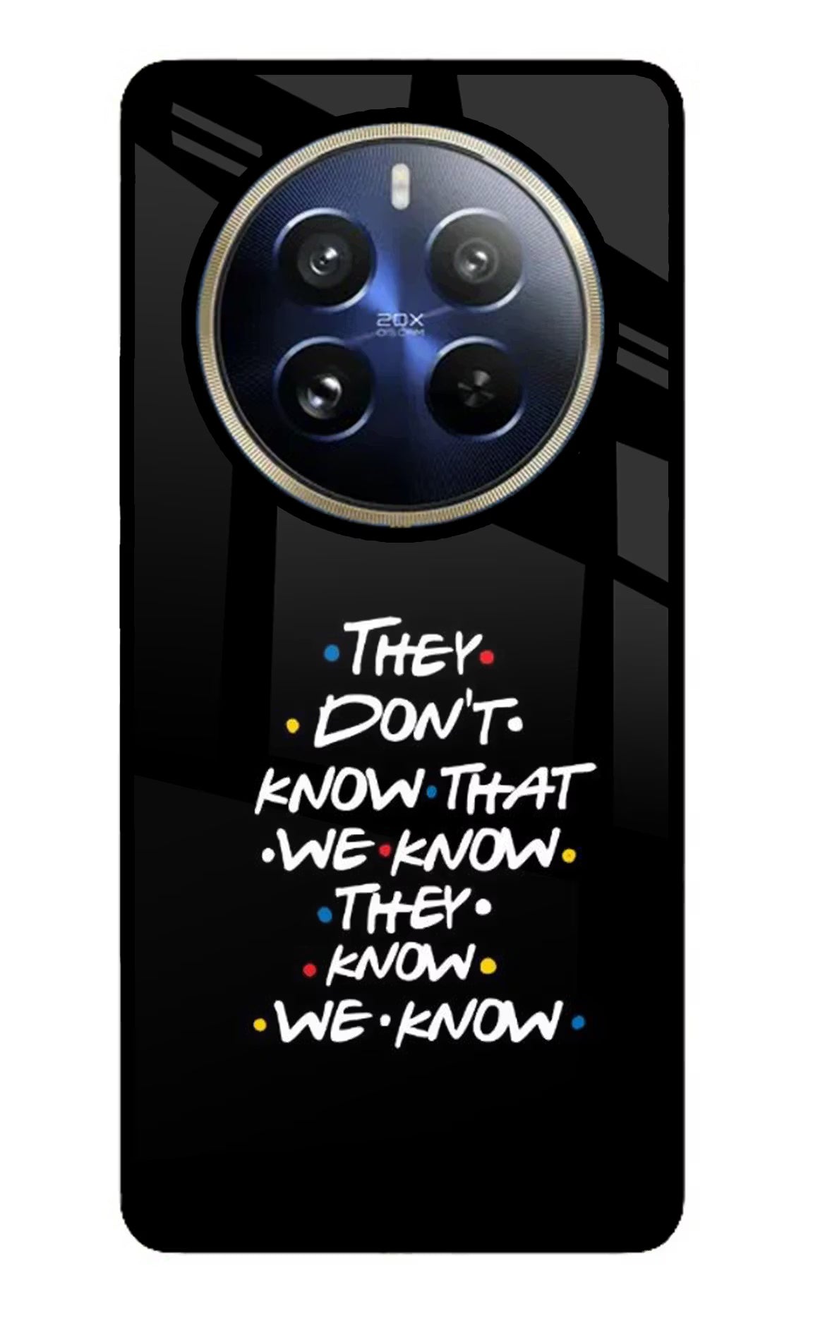 FRIENDS Dialogue Realme P1 Pro 5G Back Cover - FRIENDS Dialogue Realme P1 Pro 5G Glass Case Back Cover by Casekaro FRIENDS Dialogue Realme P1 Pro 5G Glass Case Back Cover by Casekaro