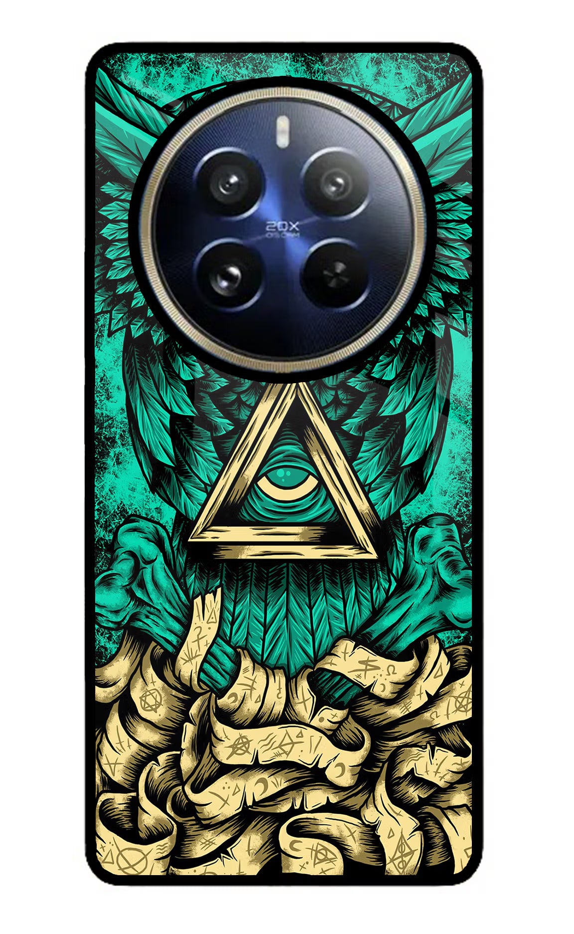 Green Owl Realme P1 Pro 5G Back Cover - Green Owl Realme P1 Pro 5G Glass Case Back Cover by Casekaro Green Owl Realme P1 Pro 5G Glass Case Back Cover by Casekaro