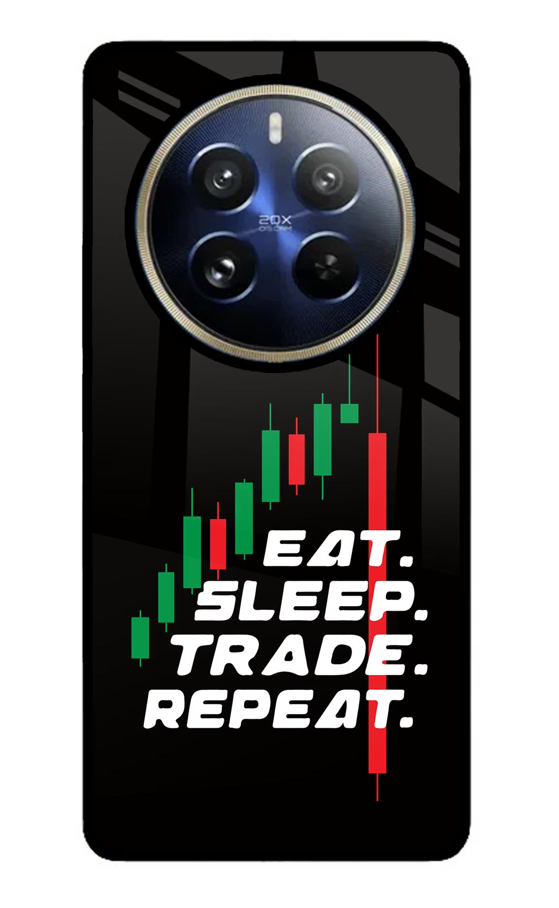 Eat Sleep Trade Repeat Realme P1 Pro 5G Back Cover - Eat Sleep Trade Repeat Realme P1 Pro 5G Glass Case Back Cover by Casekaro Eat Sleep Trade Repeat Realme P1 Pro 5G Glass Case Back Cover by Casekaro
