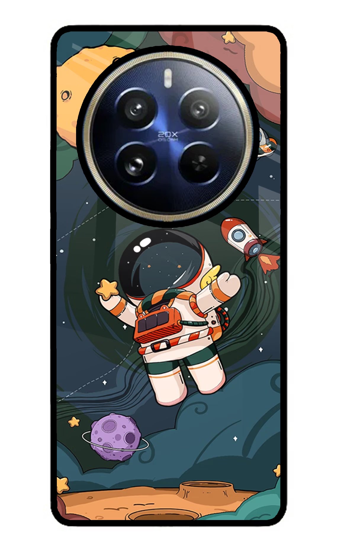 Cartoon Astronaut Realme P1 Pro 5G Back Cover - Cartoon Astronaut Realme P1 Pro 5G Glass Case Back Cover by Casekaro Cartoon Astronaut Realme P1 Pro 5G Glass Case Back Cover by Casekaro