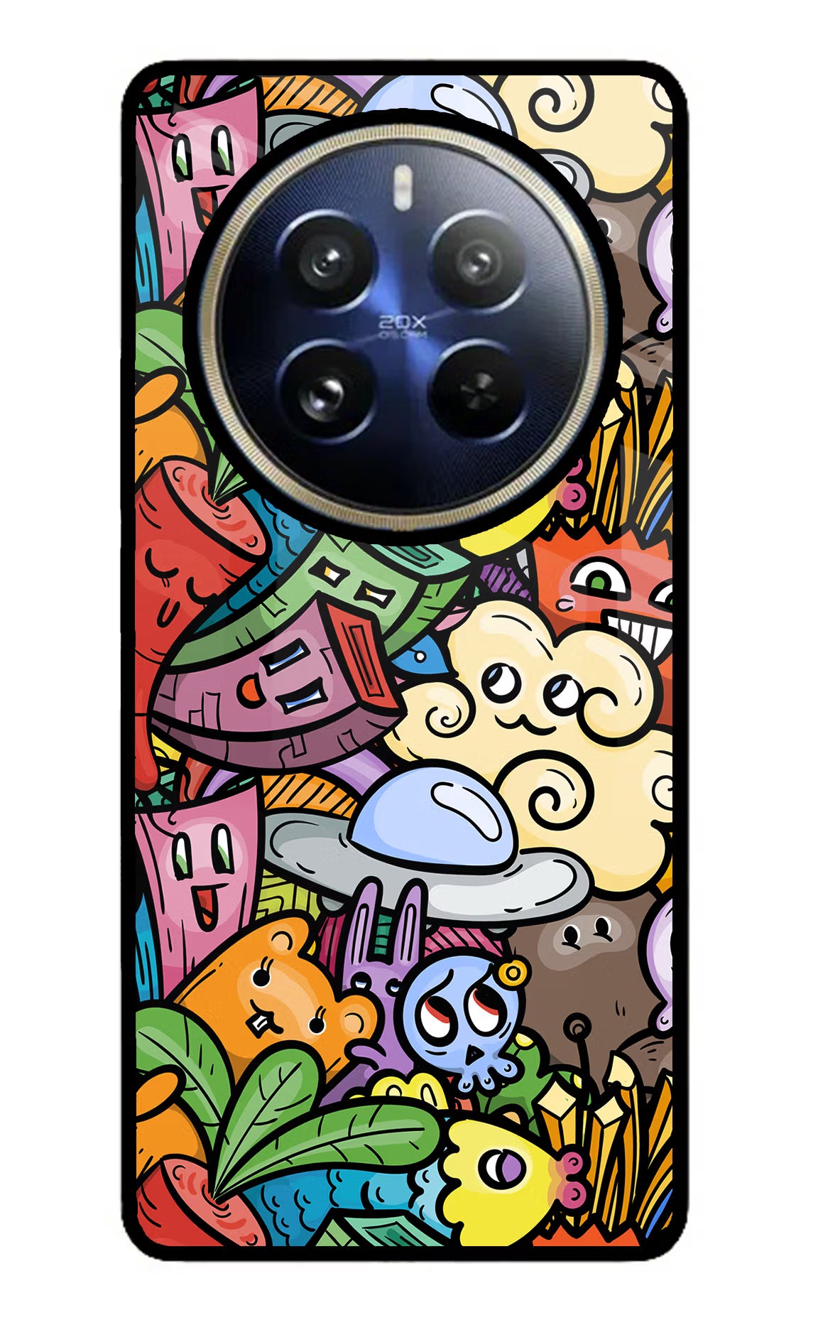 Veggie Doodle Realme P1 Pro 5G Glass Case - Veggie Doodle Realme P1 Pro 5G Glass Case Veggie Doodle Realme P1 Pro 5G Glass Case