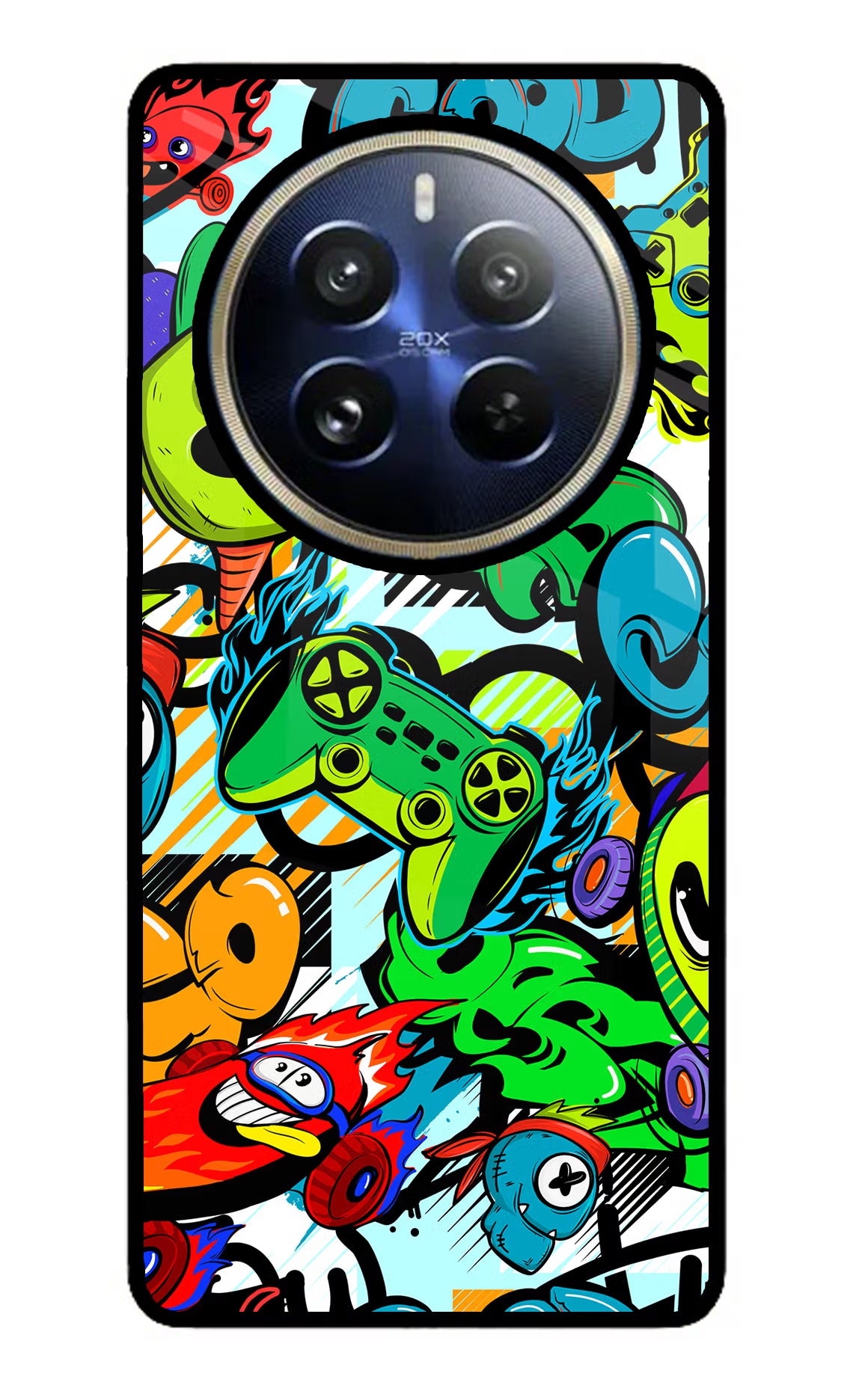 Game Doodle Realme P1 Pro 5G Back Cover - Game Doodle Realme P1 Pro 5G Glass Case Back Cover by Casekaro Game Doodle Realme P1 Pro 5G Glass Case Back Cover by Casekaro