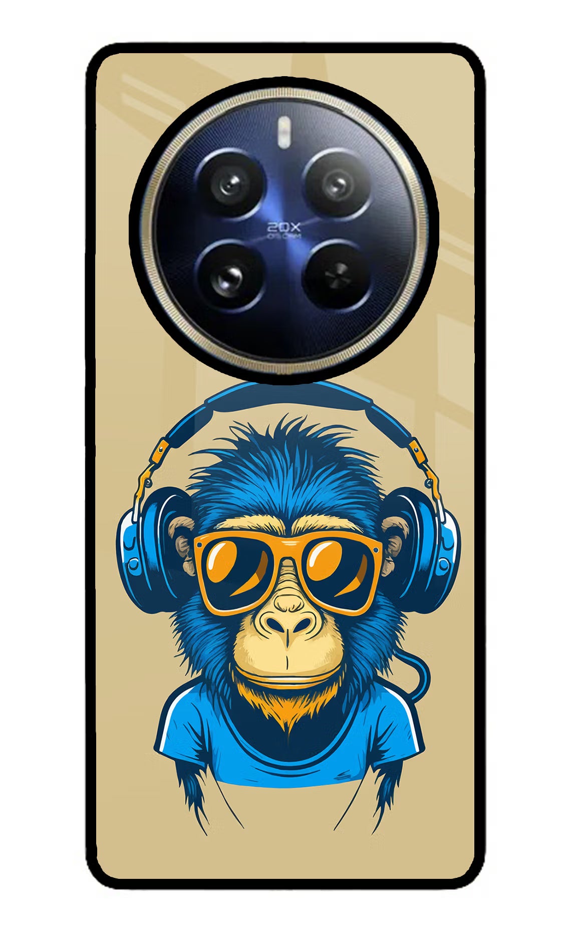 Monkey Headphone Realme P1 Pro 5G Back Cover - Monkey Headphone Realme P1 Pro 5G Glass Case Back Cover by Casekaro Monkey Headphone Realme P1 Pro 5G Glass Case Back Cover by Casekaro