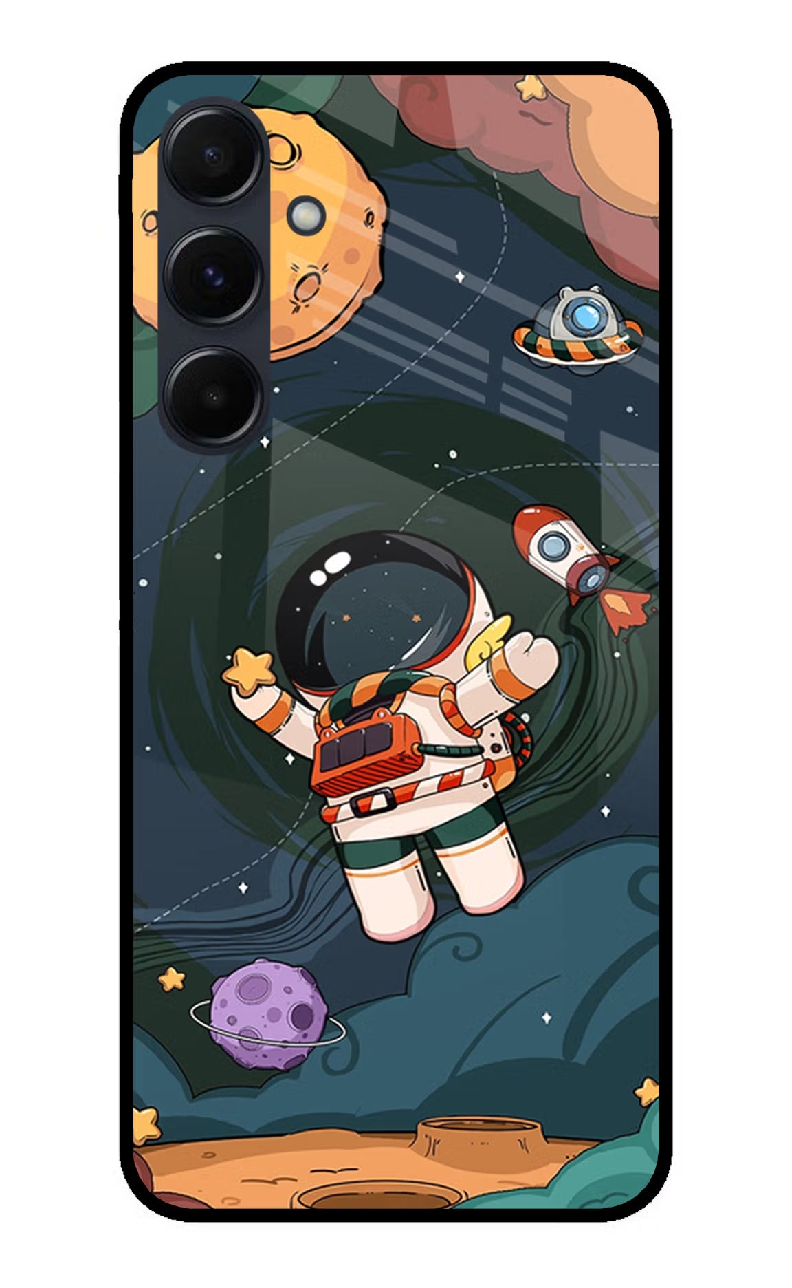 Cartoon Astronaut Samsung A35 5G Glass Case - Cartoon Astronaut Samsung A35 5G Glass Case Cartoon Astronaut Samsung A35 5G Glass Case