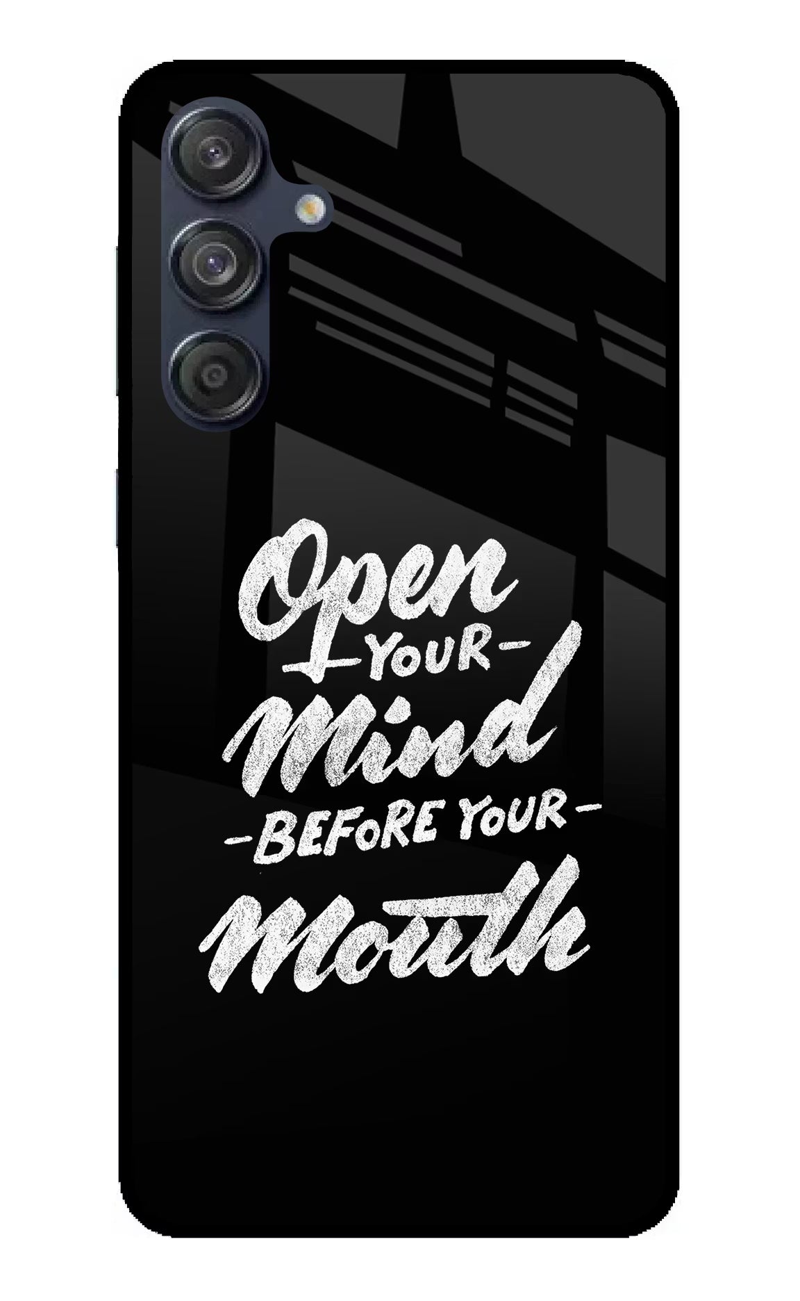 Open Your Mind Before Your Mouth Samsung M55 5G Back Cover - Open Your Mind Before Your Mouth Samsung M55 5G Glass Case Back Cover by Casekaro Open Your Mind Before Your Mouth Samsung M55 5G Glass Case Back Cover by Casekaro