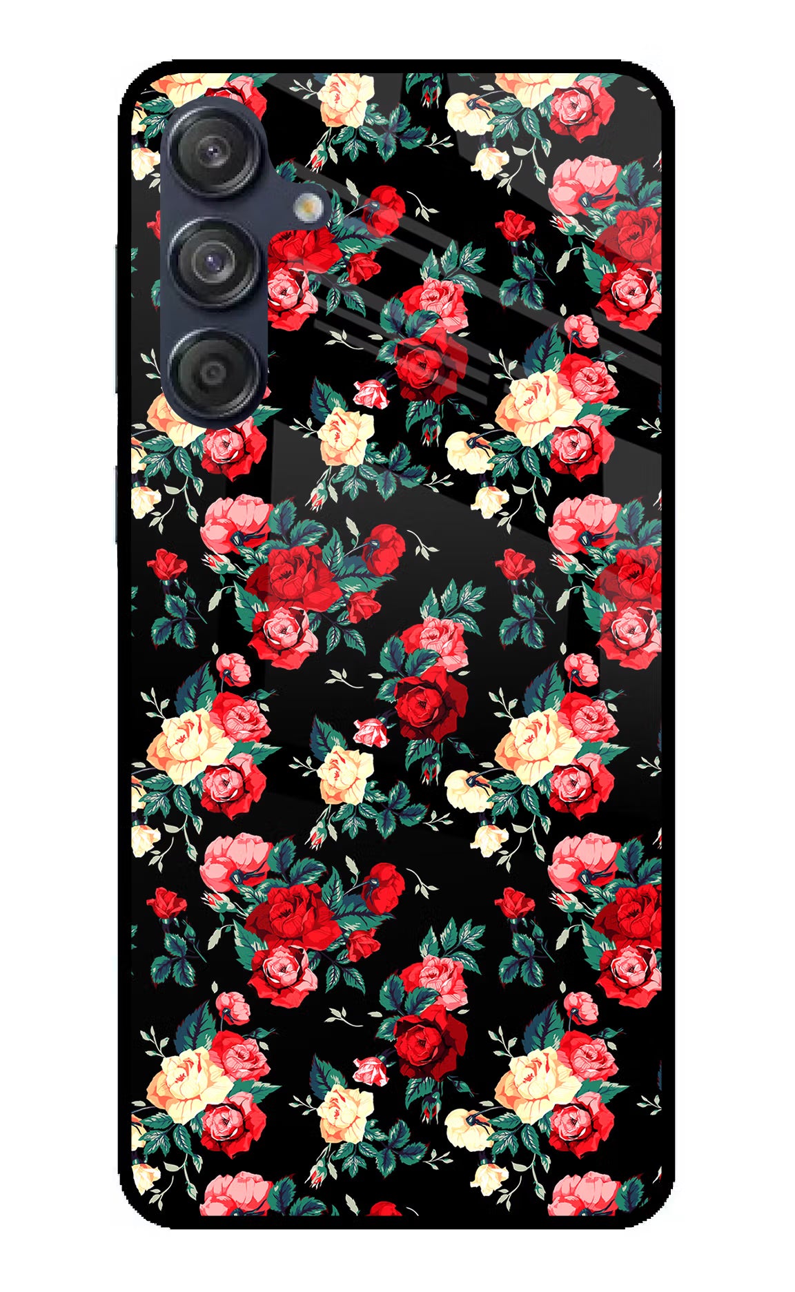 Rose Pattern Samsung M55 5G Back Cover - Rose Pattern Samsung M55 5G Glass Case Back Cover by Casekaro Rose Pattern Samsung M55 5G Glass Case Back Cover by Casekaro