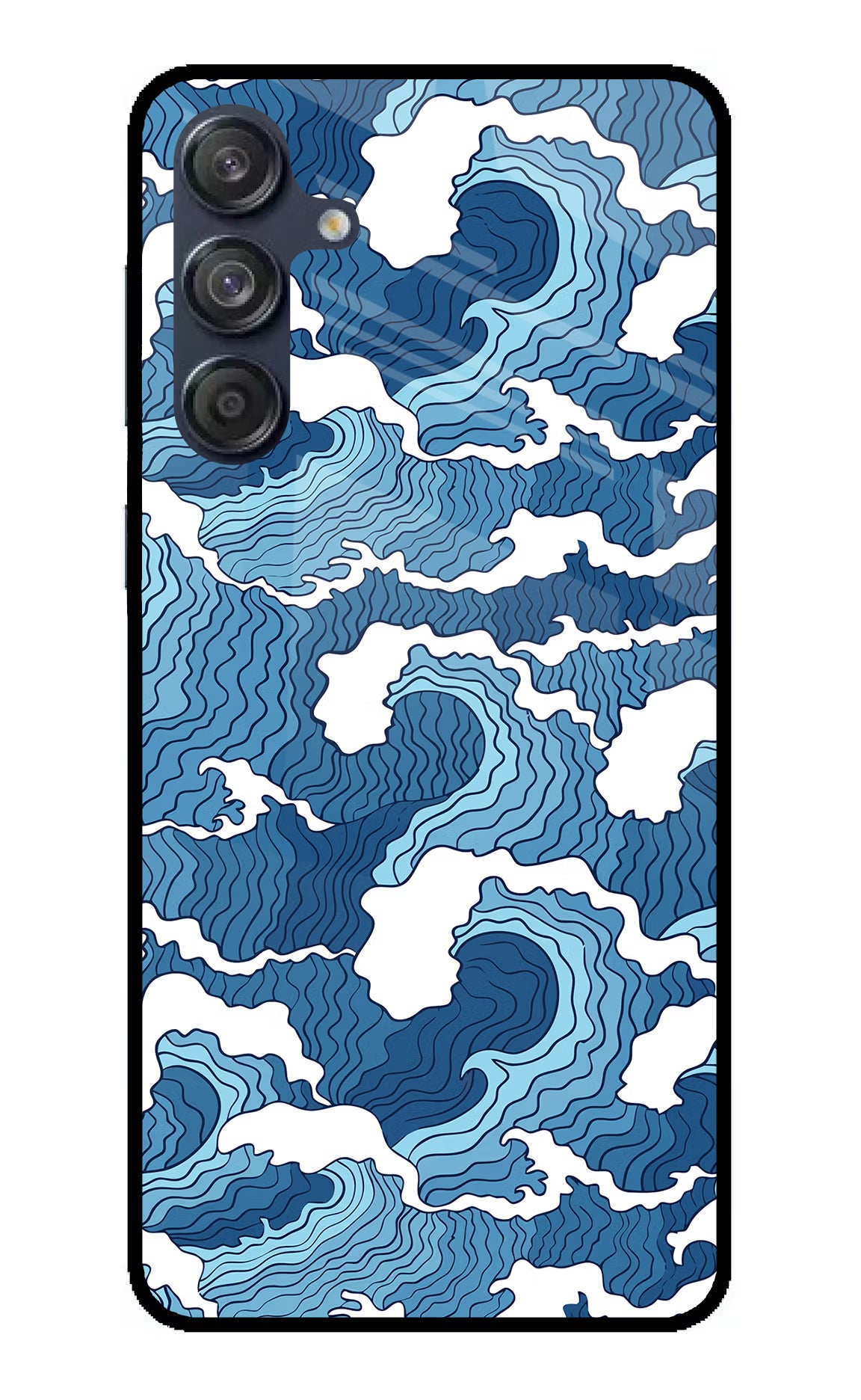 Blue Waves Samsung M55 5G Back Cover - Blue Waves Samsung M55 5G Glass Case Back Cover by Casekaro Blue Waves Samsung M55 5G Glass Case Back Cover by Casekaro